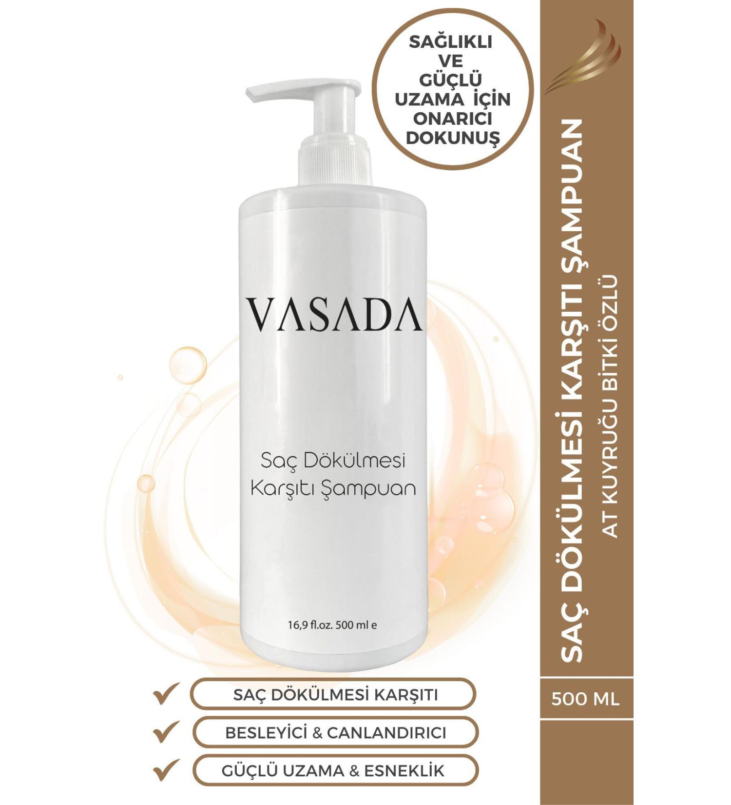 Vasada Anti-Hair Loss Herbal Shampoo with Horsetail Extract Biotin and Keratin Sulfate-Free