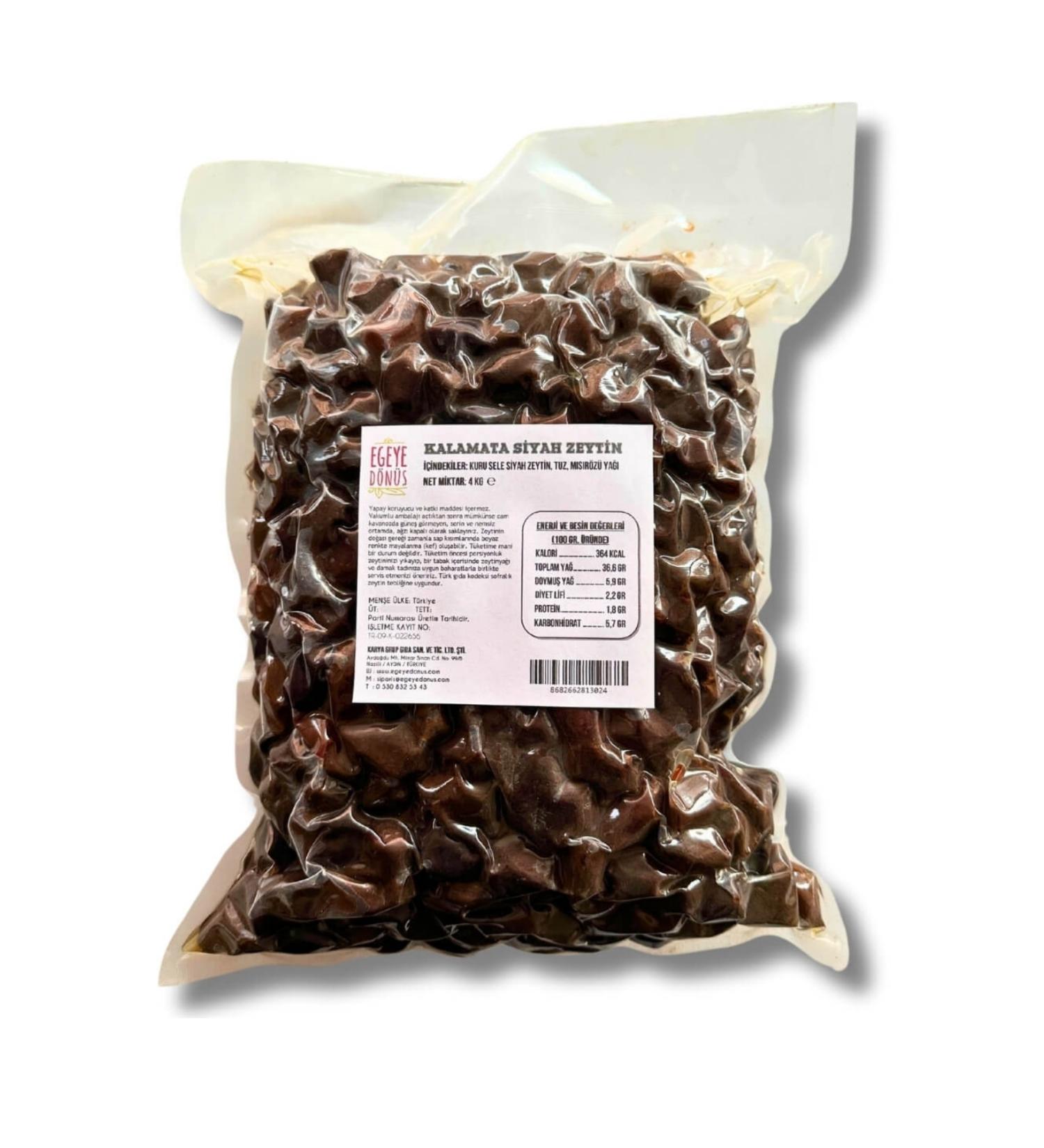 RETURN TO THE AEGEAN Very Lightly Salted Kalamata Large Size Dry Black Olives (Bonito-Jumbo-Wholesale Donkey Olives) - 4 Kg. - Buy Online on GoSupps.com