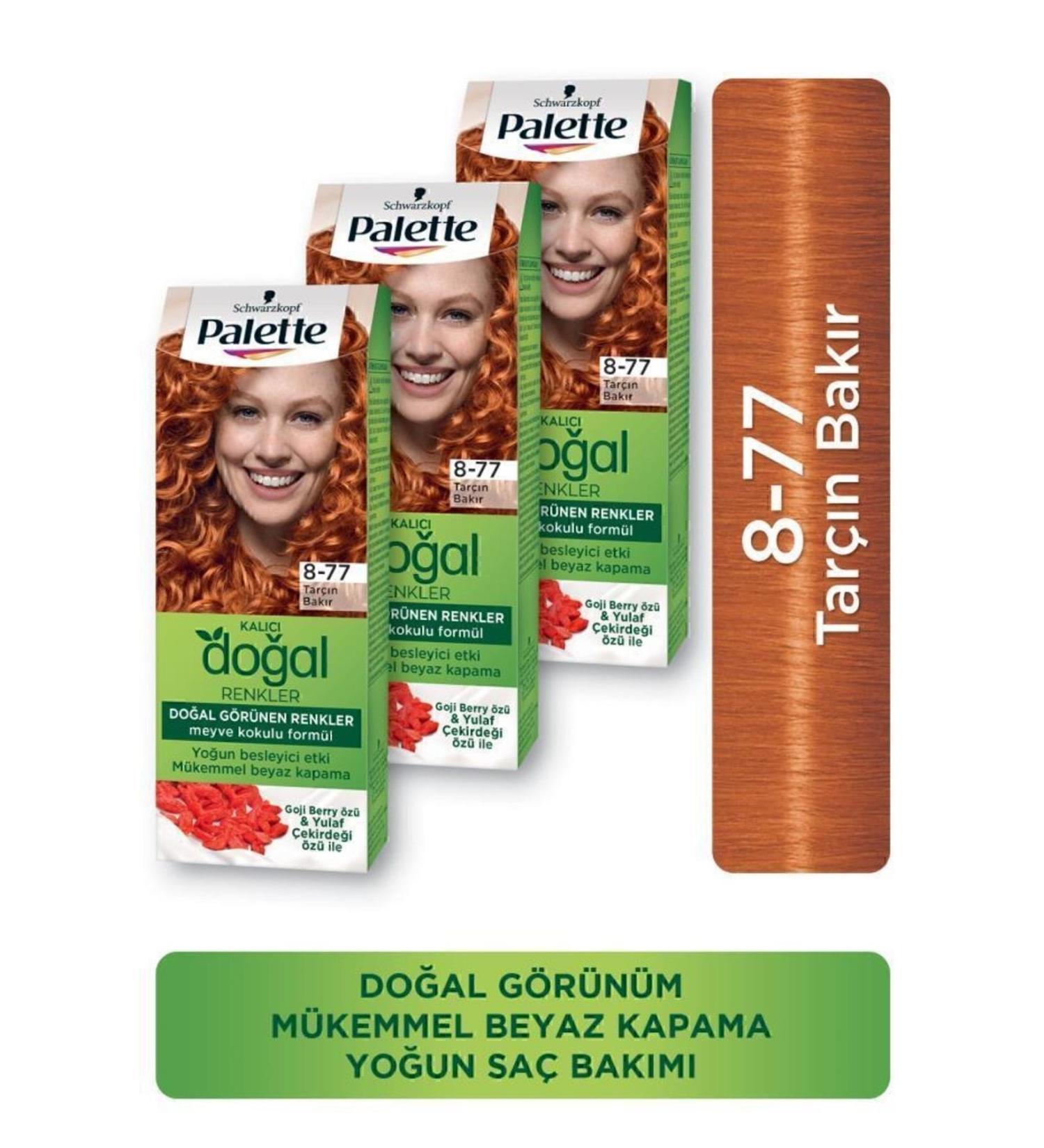 Palette Permanent Natural Colors Hair Dye 8-77 Cinnamon Copper X 3 Pieces - Buy Online on GoSupps.com