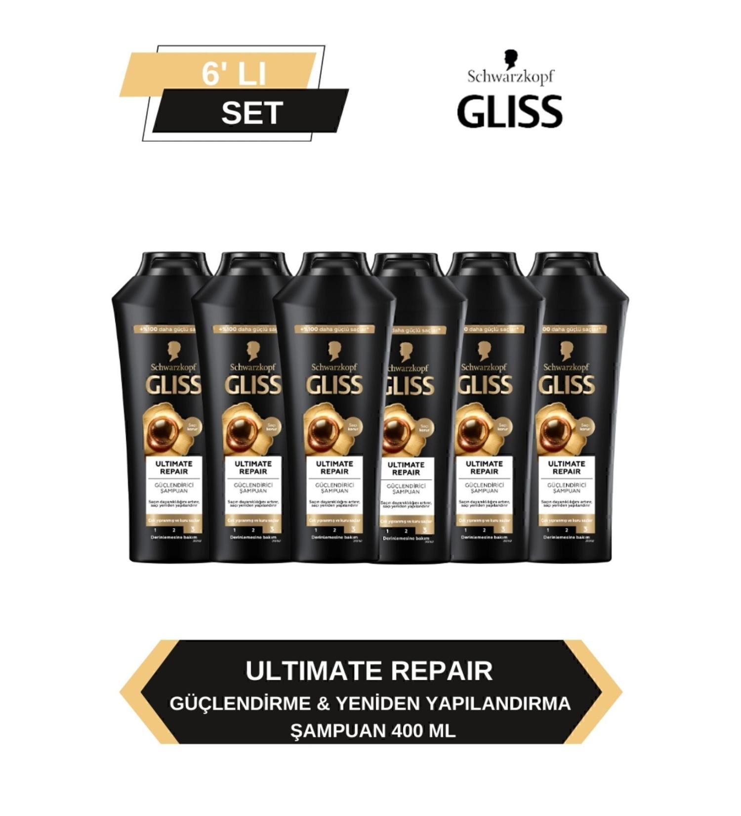 Gliss Ultimate Repair Shampoo 400ml x Set of 6 - Buy Online on GoSupps.com