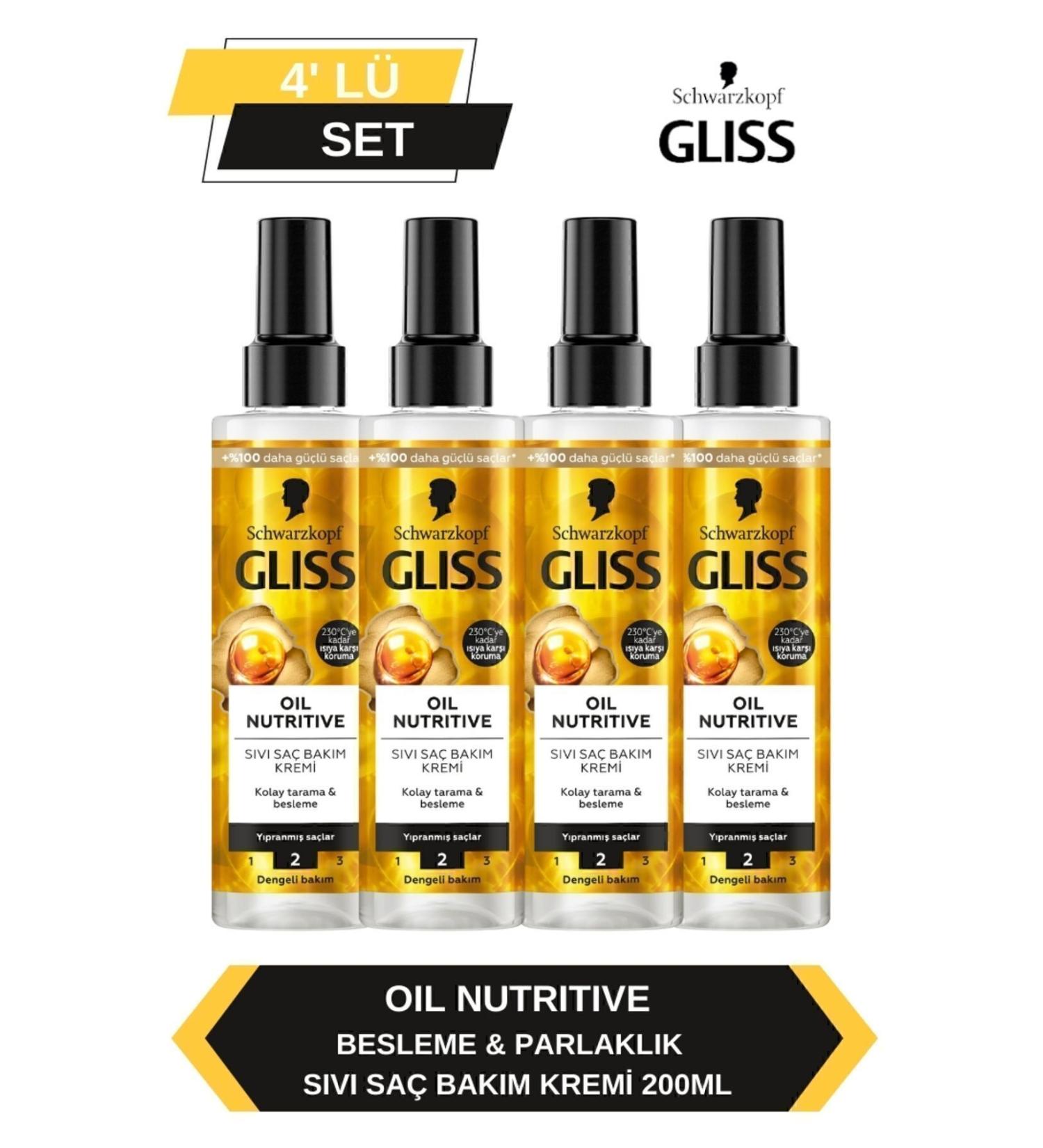 Gliss Oil Nutritive Liquid Hair Conditioner 200ml x Set of 4 - Buy Online on GoSupps.com