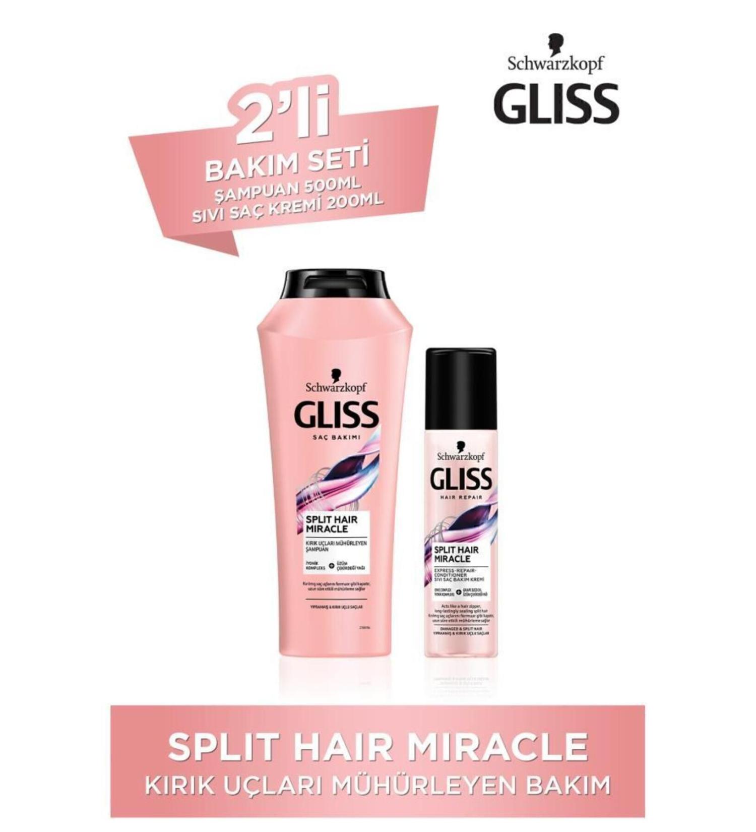 Gliss Split Hair Miracle Shampoo 500 ml Split Hair Miracle Liquid Conditioner 200 ml - Buy Online on GoSupps.com