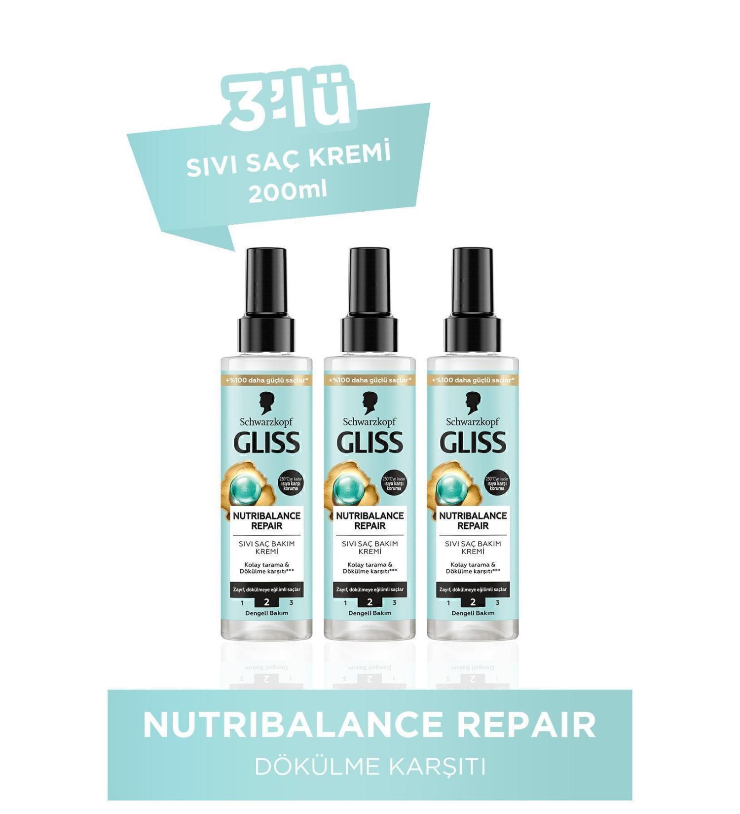 Gliss Liquid Conditioner 200ml Nutri-balance Repair X3