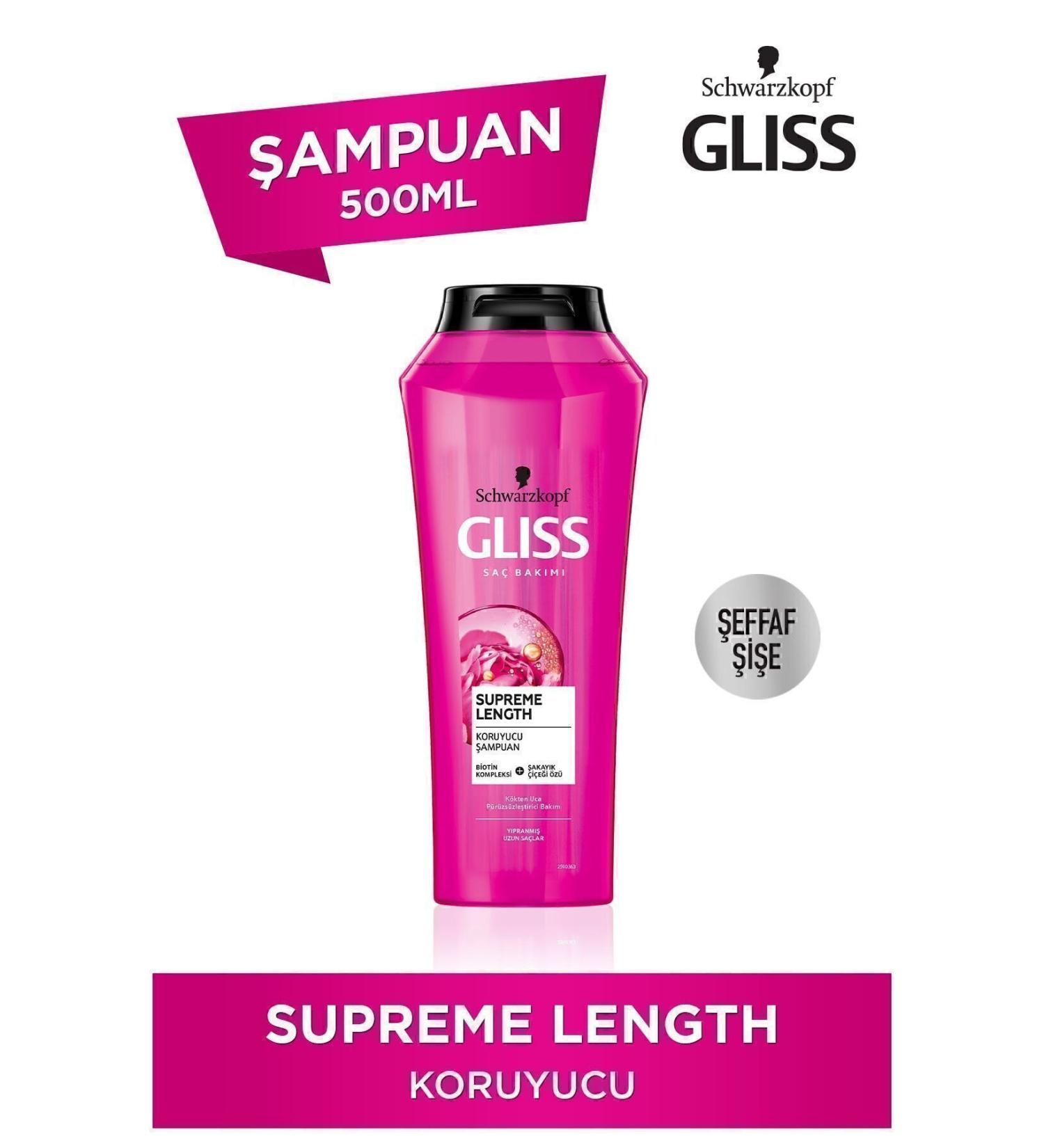 Gliss Supreme Length Protective Shampoo - With Biotin Complex and Peony Flower Extract 500 ml - Buy Online on GoSupps.com