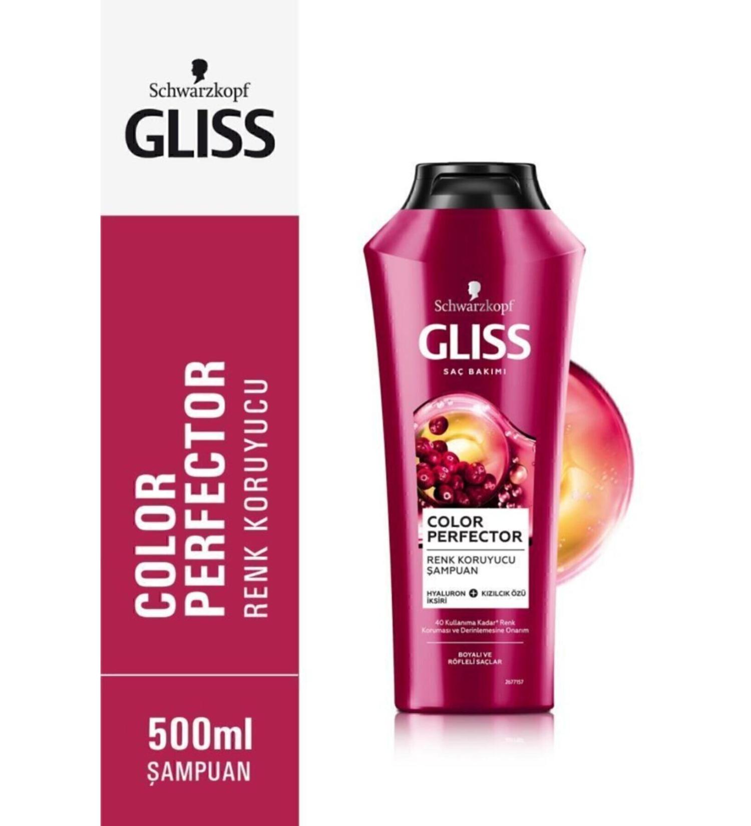 Gliss Color Perfector Color Protecting Shampoo - With Hyaluron Elixir and Cranberry Extract 500 ml