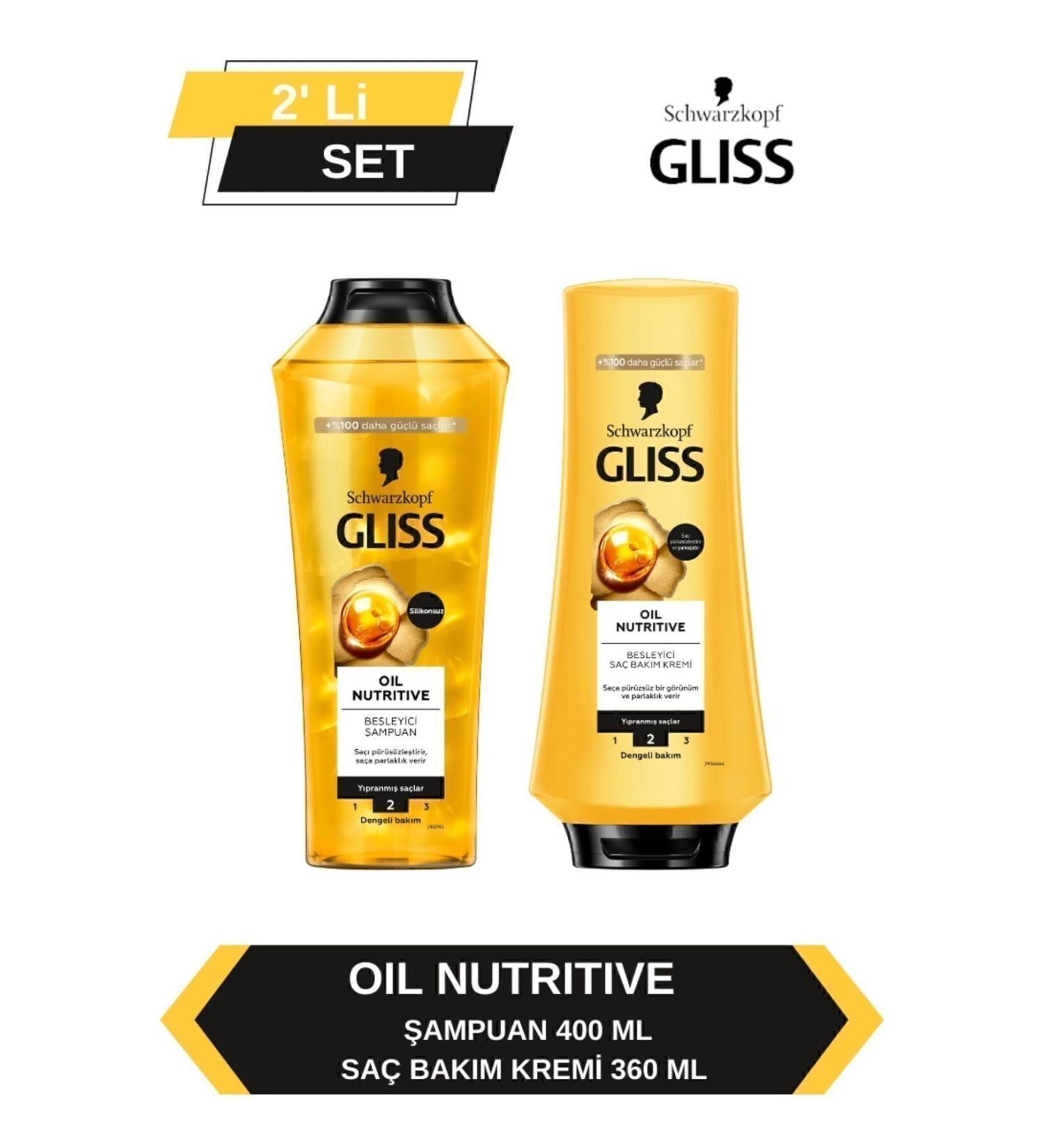 Gliss Oil Nutritive Shampoo 400ml Hair Conditioner 360ml - Buy Online on GoSupps.com