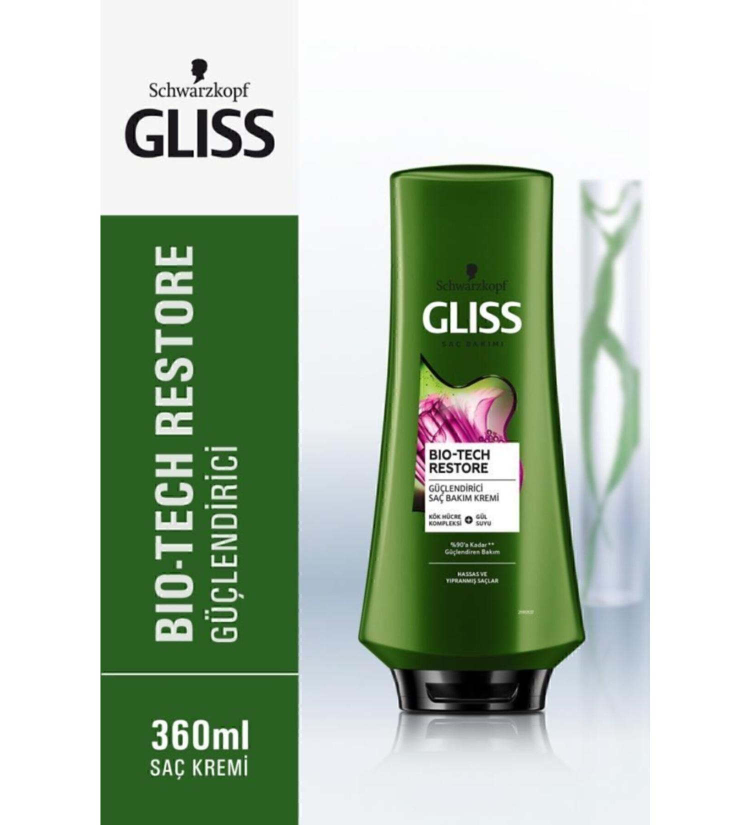 Gliss Bio-tech Restore Strengthening Hair Care Cream - With Stem Cell Complex and Rose Water 360 ml - Buy Online on GoSupps.com