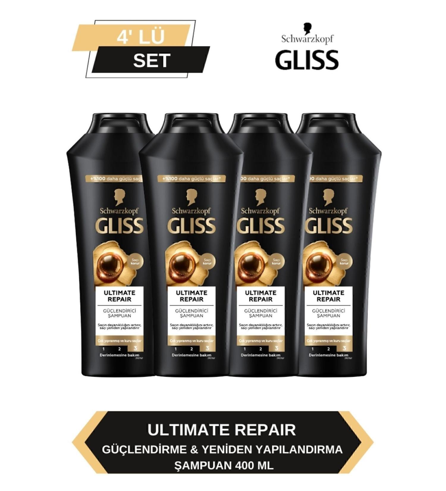 Gliss Ultimate Repair Shampoo 400ml x Set of 4 - Buy Online on GoSupps.com