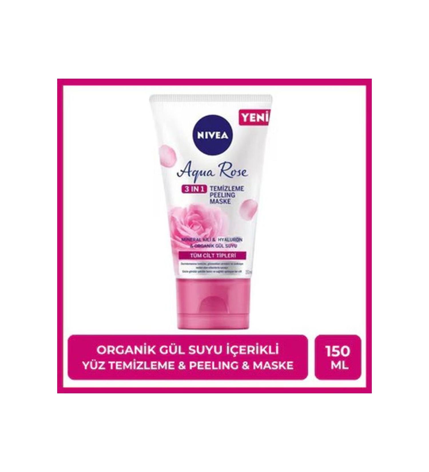NIVEA Aqua Rose 3in1 Facial Cleansing Peeling Mask 150 ml