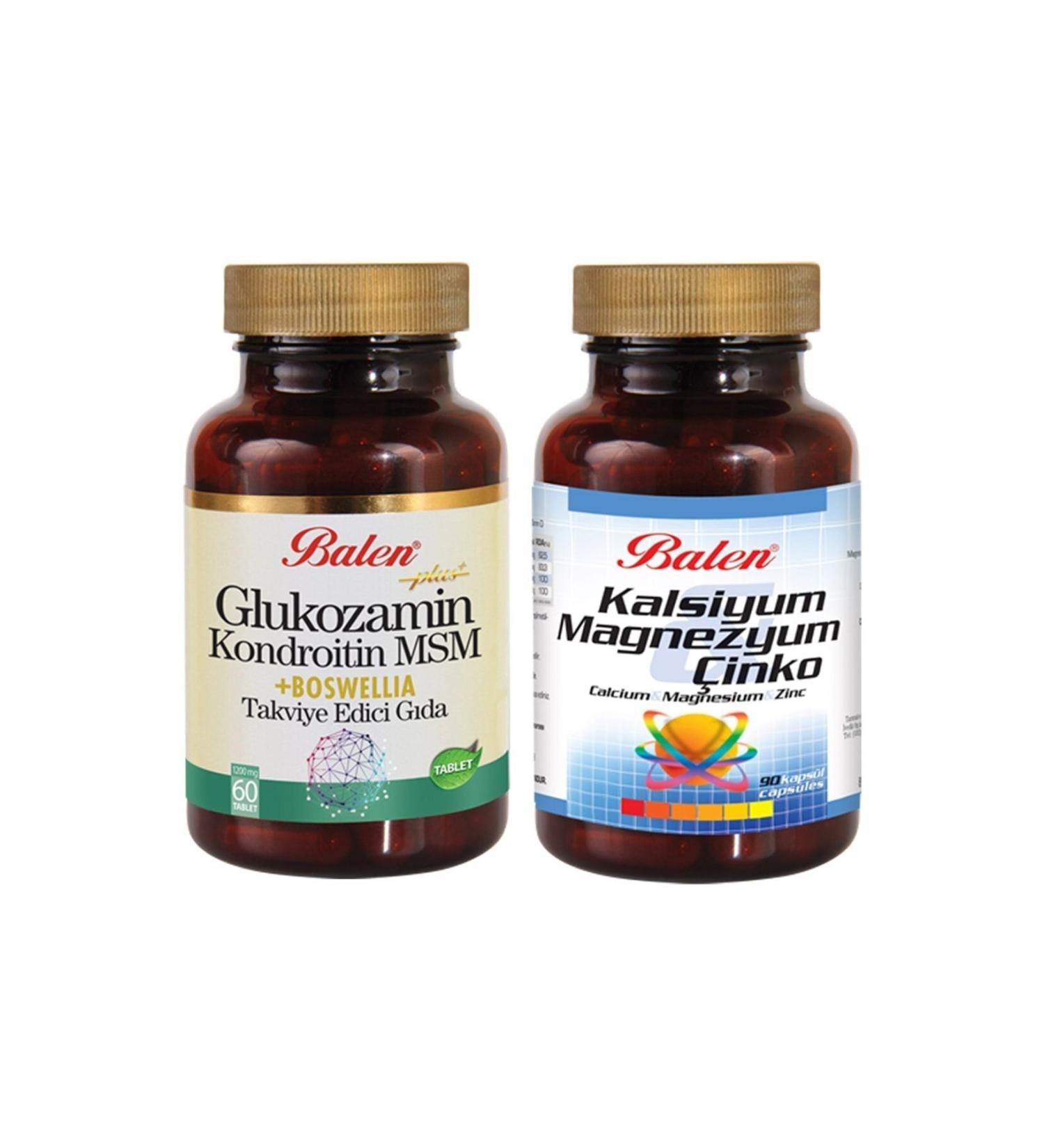 Balen 2-Piece Set Glucosamine Chondroitin Msm Boswellia + Calcium Magnesium Zinc Capsule