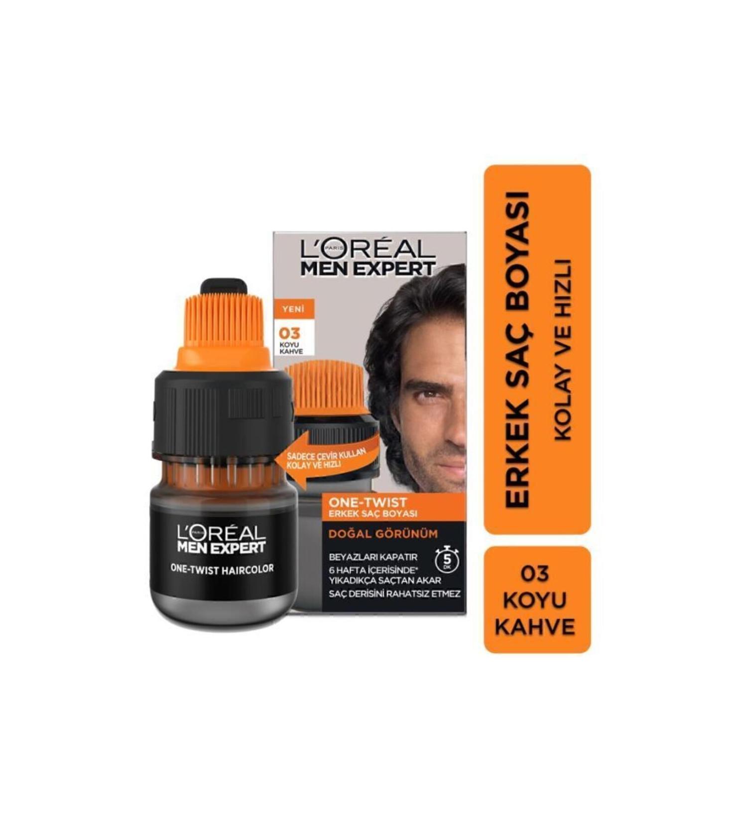 L'Oreal Paris Men Expert One-twist Men's Hair Dye Dark Brown 03 - Buy Online on GoSupps.com