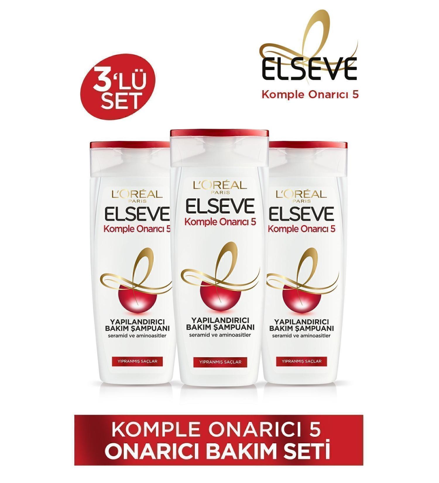 Elseve Complete Repair 5 Restructuring Care Shampoo 360 ml 3-Piece Repairing Hair Care Set - Buy Online on GoSupps.com