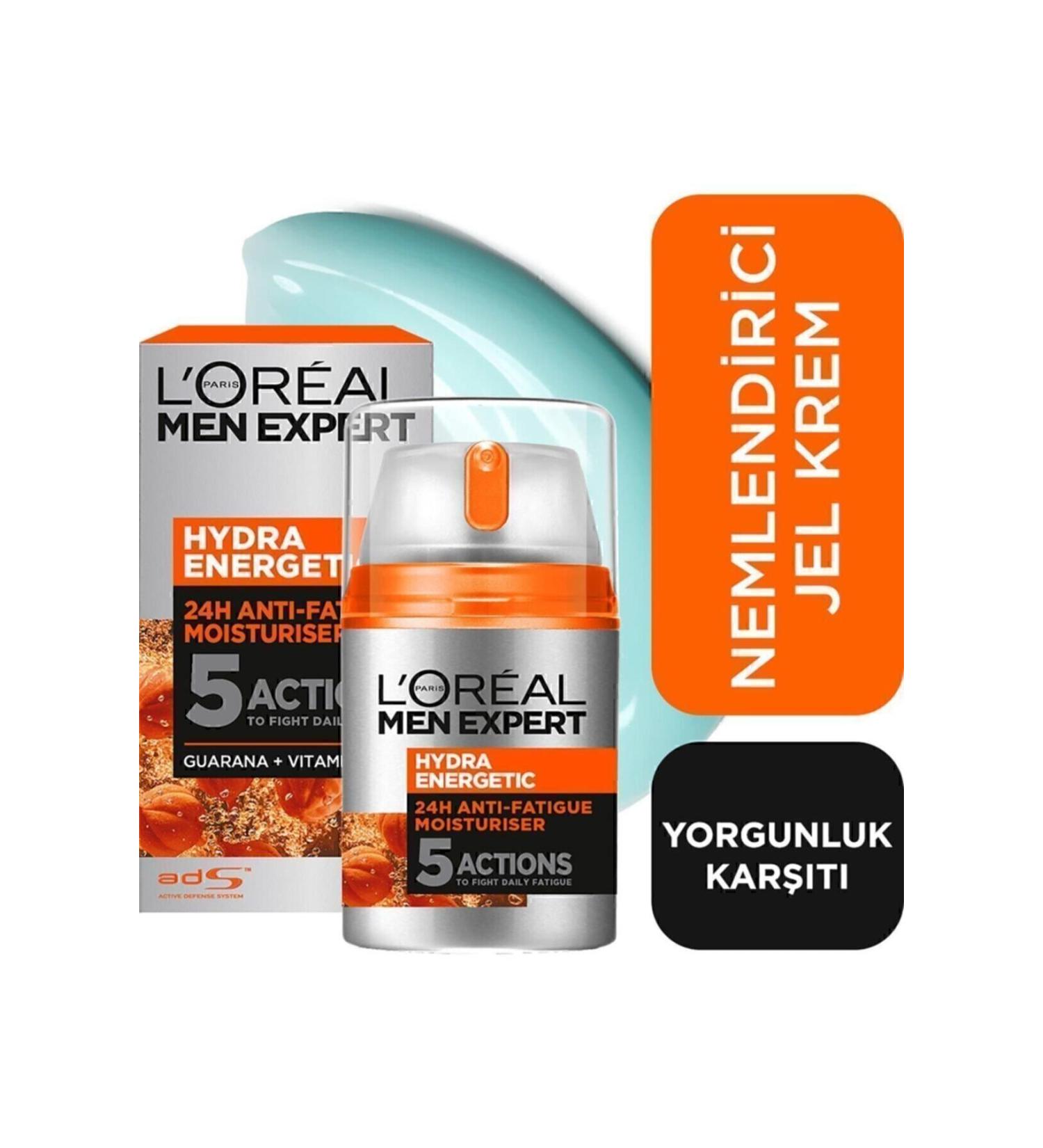 L'Oreal Paris Men Expert Hydra Energetic Anti-Fatigue Moisturizing Gel Face Cream 50ml - Buy Online on GoSupps.com