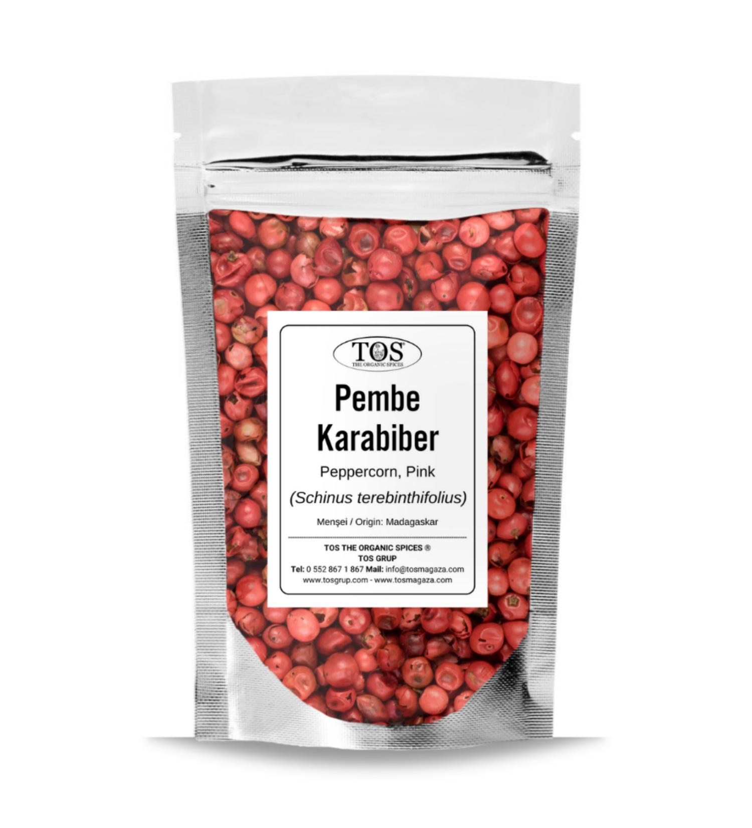 TOS The Organic Spices Pink Black Pepper Whole 100 gr (1st Quality) Schinus terebinthifolius / Peppercorn Pink Whole