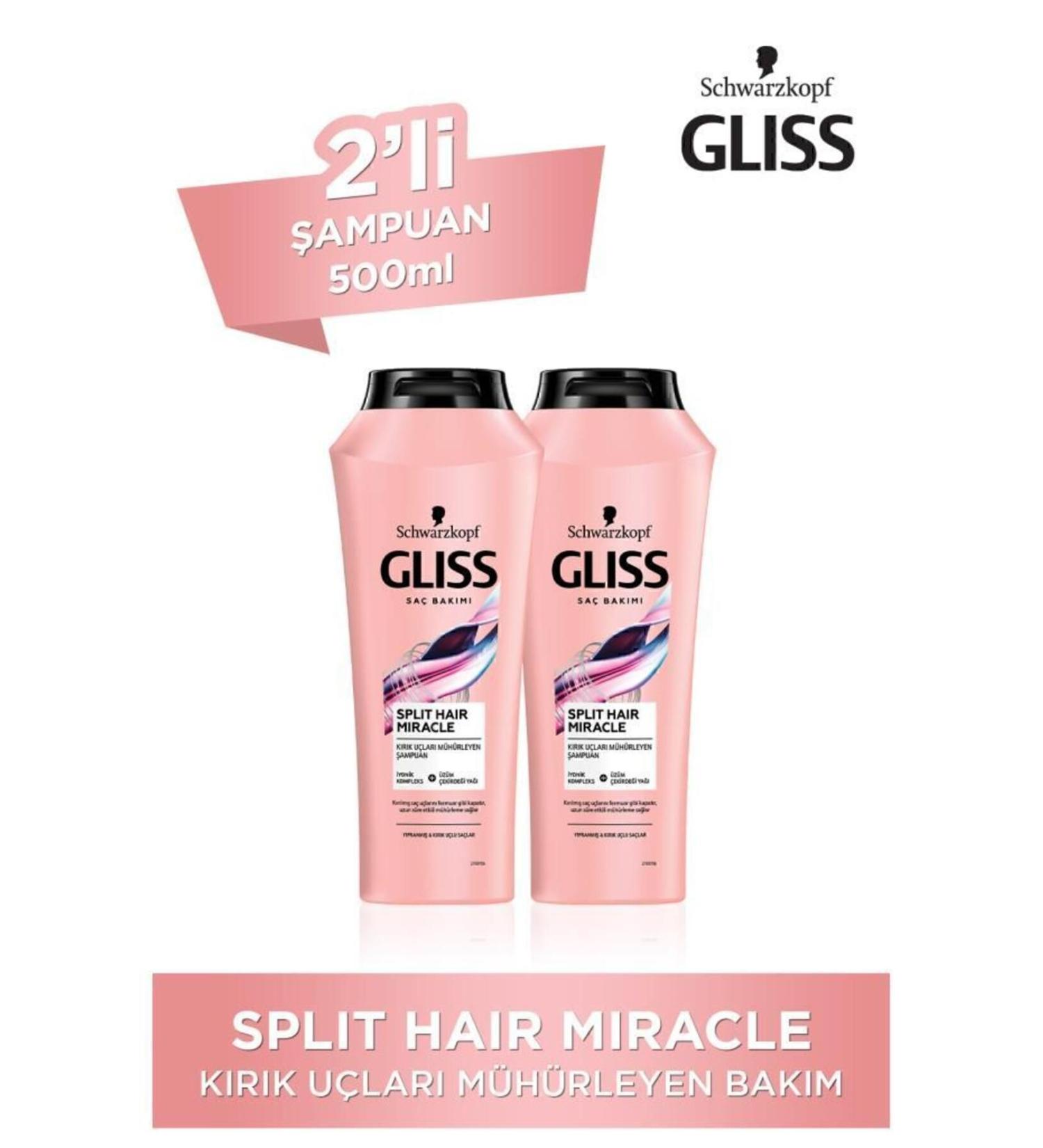 Gliss Split Hair Miracle Shampoo 500 ml X 2 Pieces - Buy Online on GoSupps.com
