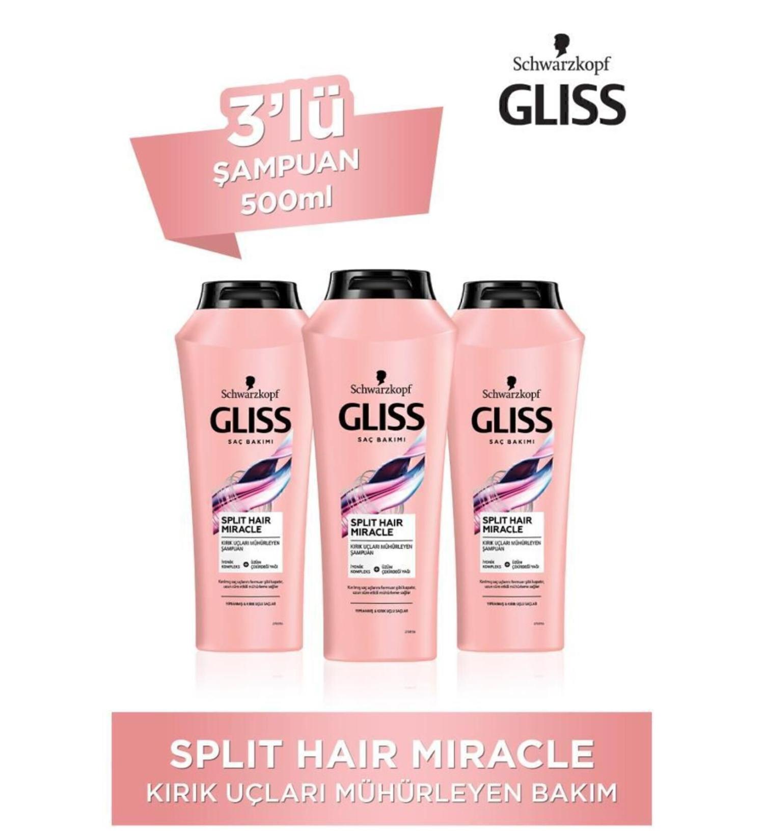 Gliss Split Hair Miracle Shampoo 500 ml X 3 Pieces - Buy Online on GoSupps.com