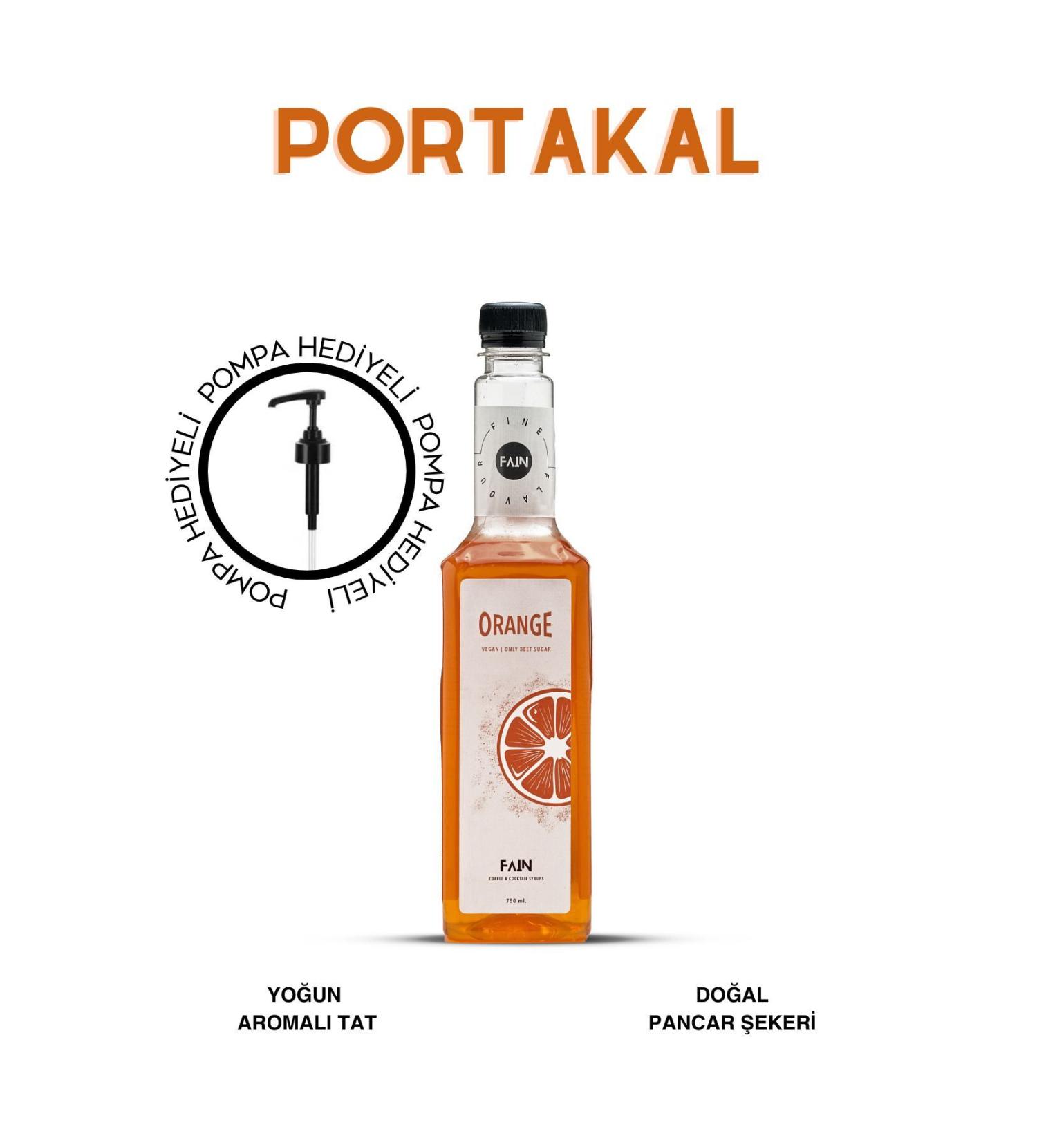 FAIN ORANGE SYRUP 750 ML + PUMP - INTENSIVE AROMA - NATURAL BEET SUGAR