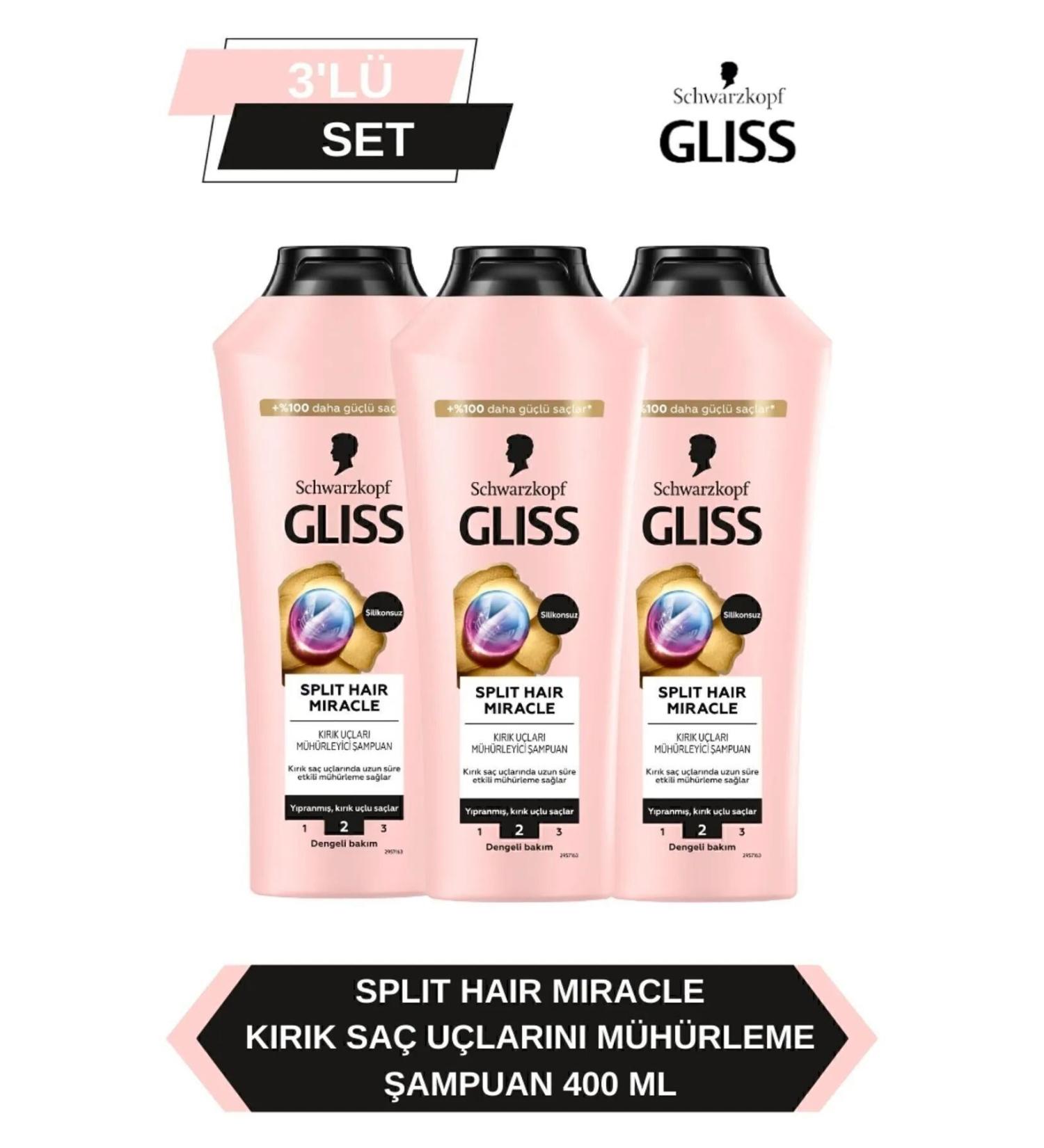 Gliss Split Hair Miracle Shampoo 400 Ml x 3 Pieces - Buy Online on GoSupps.com