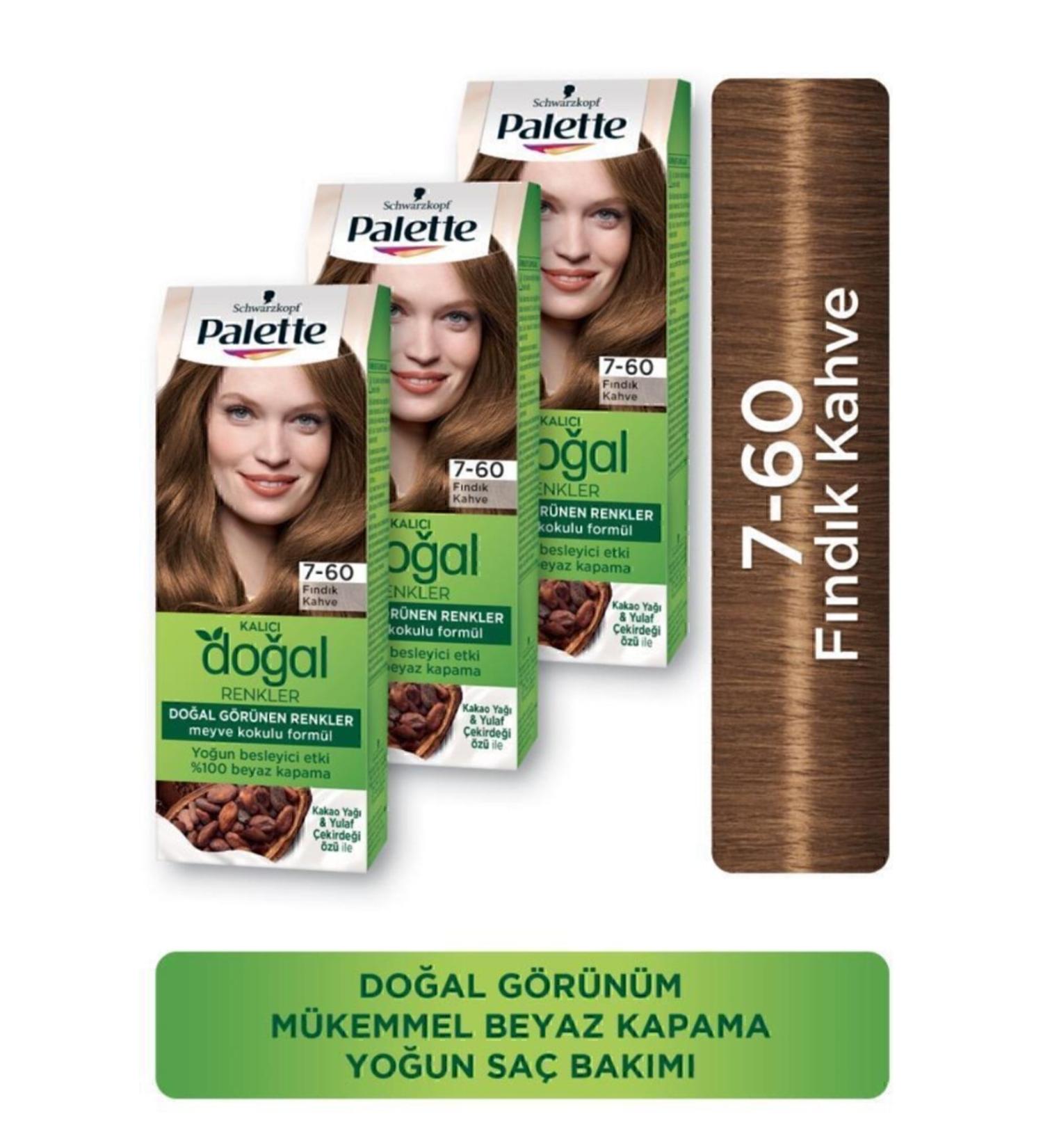 Palette Permanent Natural Colors Hair Dye 7-60 Hazelnut Brown X 3 Pieces - Buy Online on GoSupps.com