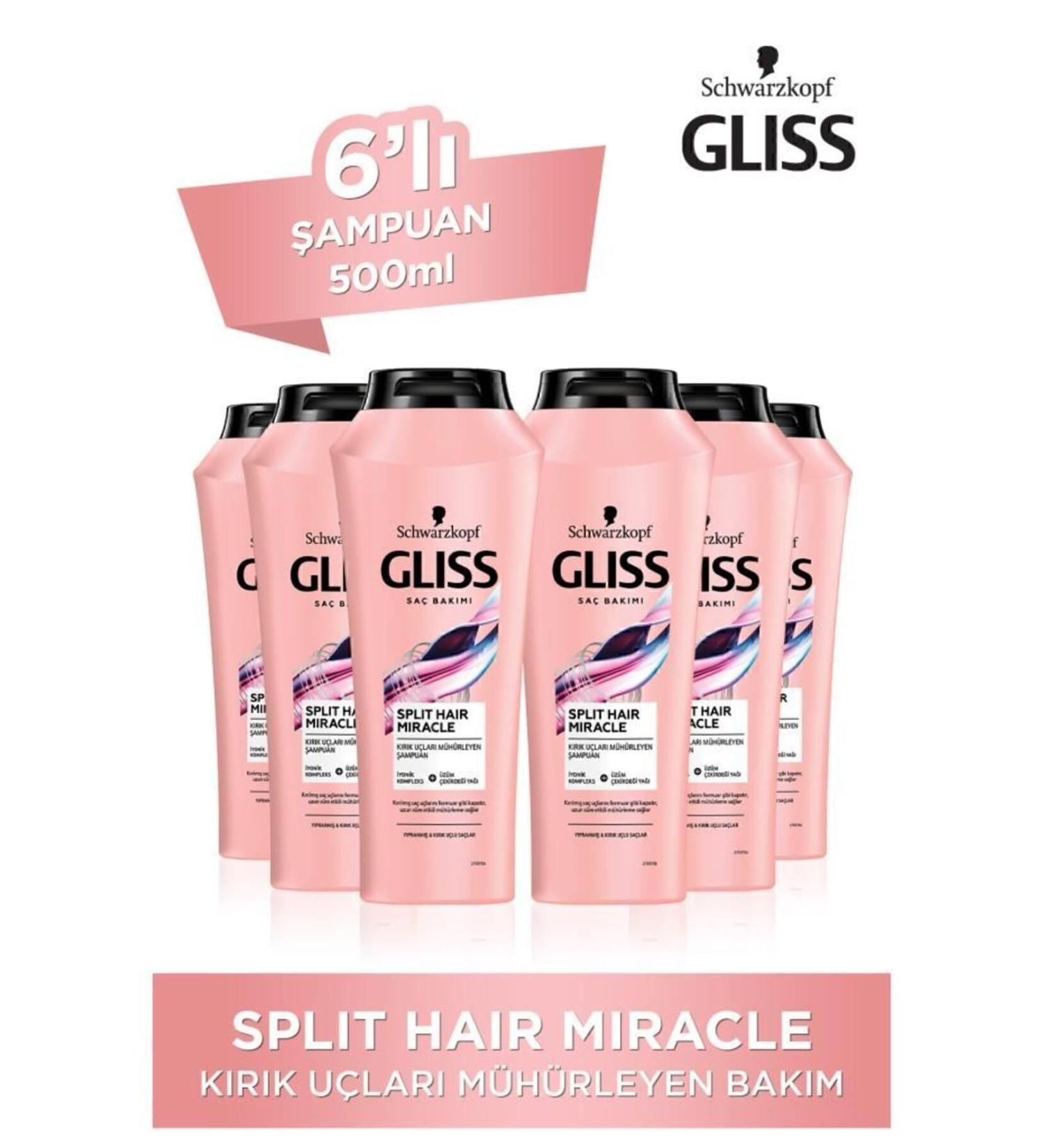 Gliss Split Hair Miracle Shampoo 500 ml X 6 Pieces - Buy Online on GoSupps.com