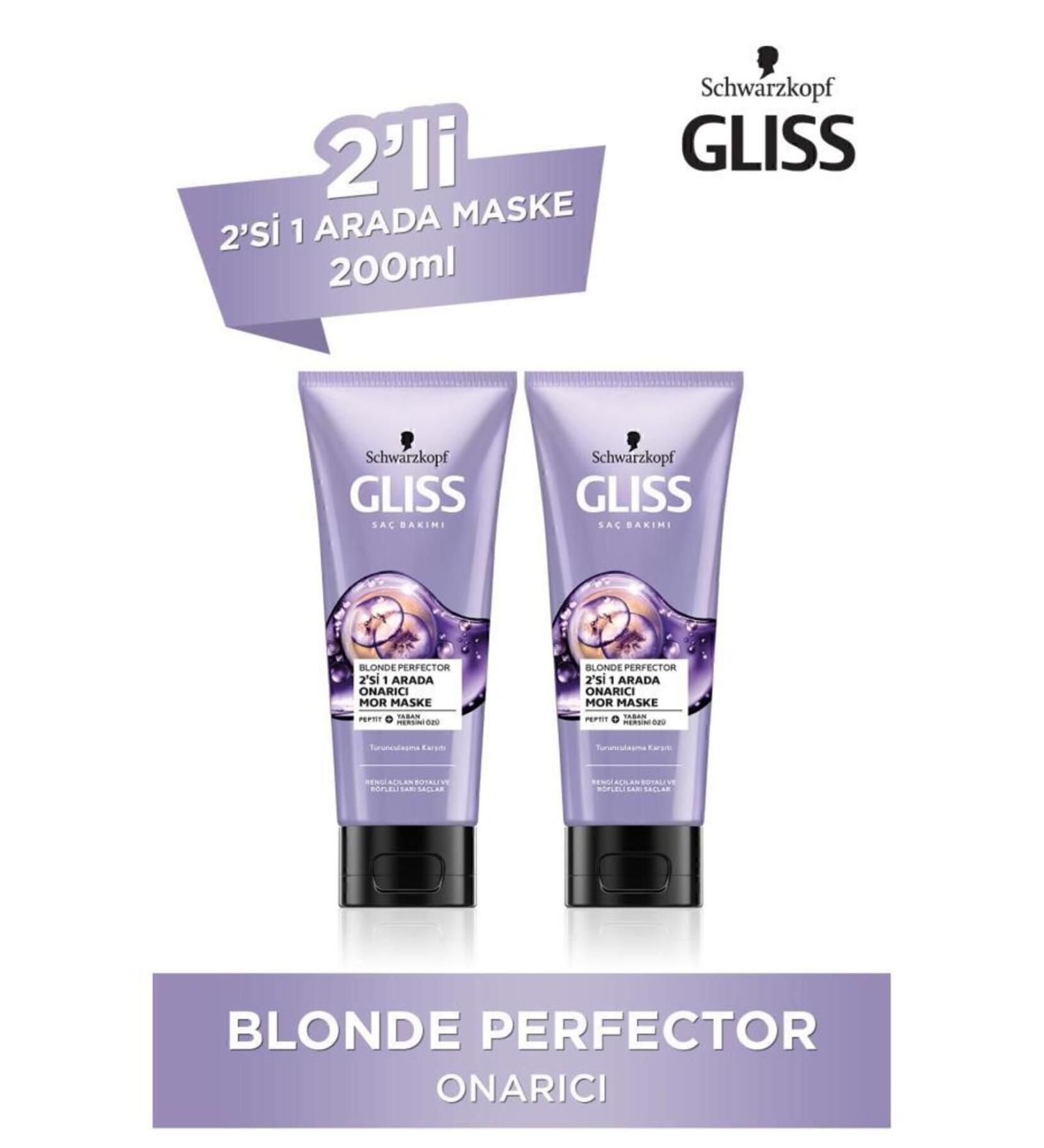 Gliss Blonde Perfector Purple Mask 200 Ml X 2 Pieces - Buy Online on GoSupps.com