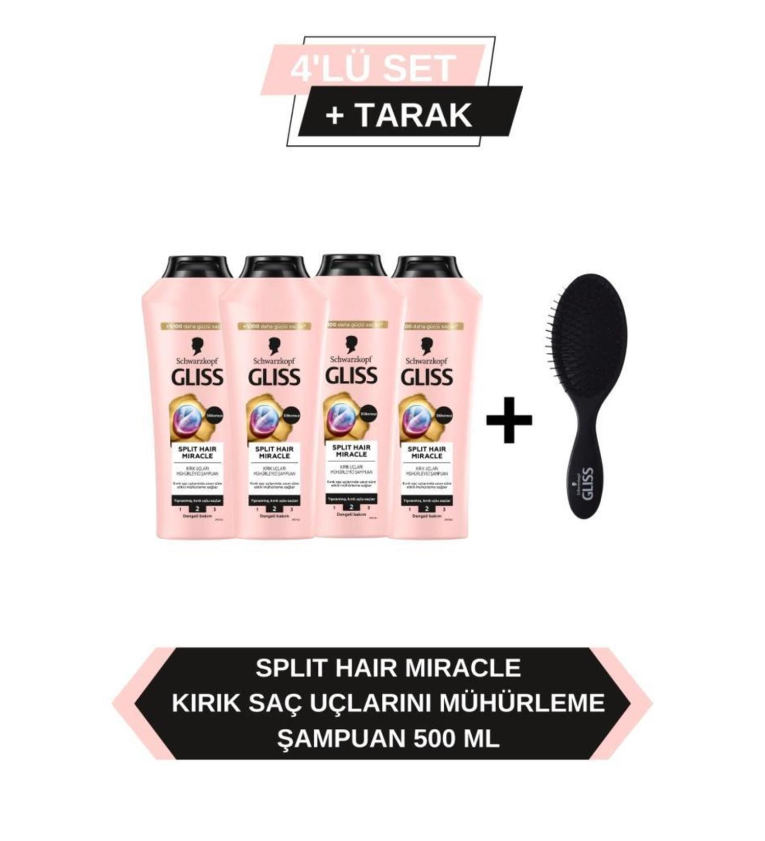 Gliss Split Hair Shampoo 500 Ml X 4 Pieces + Comb