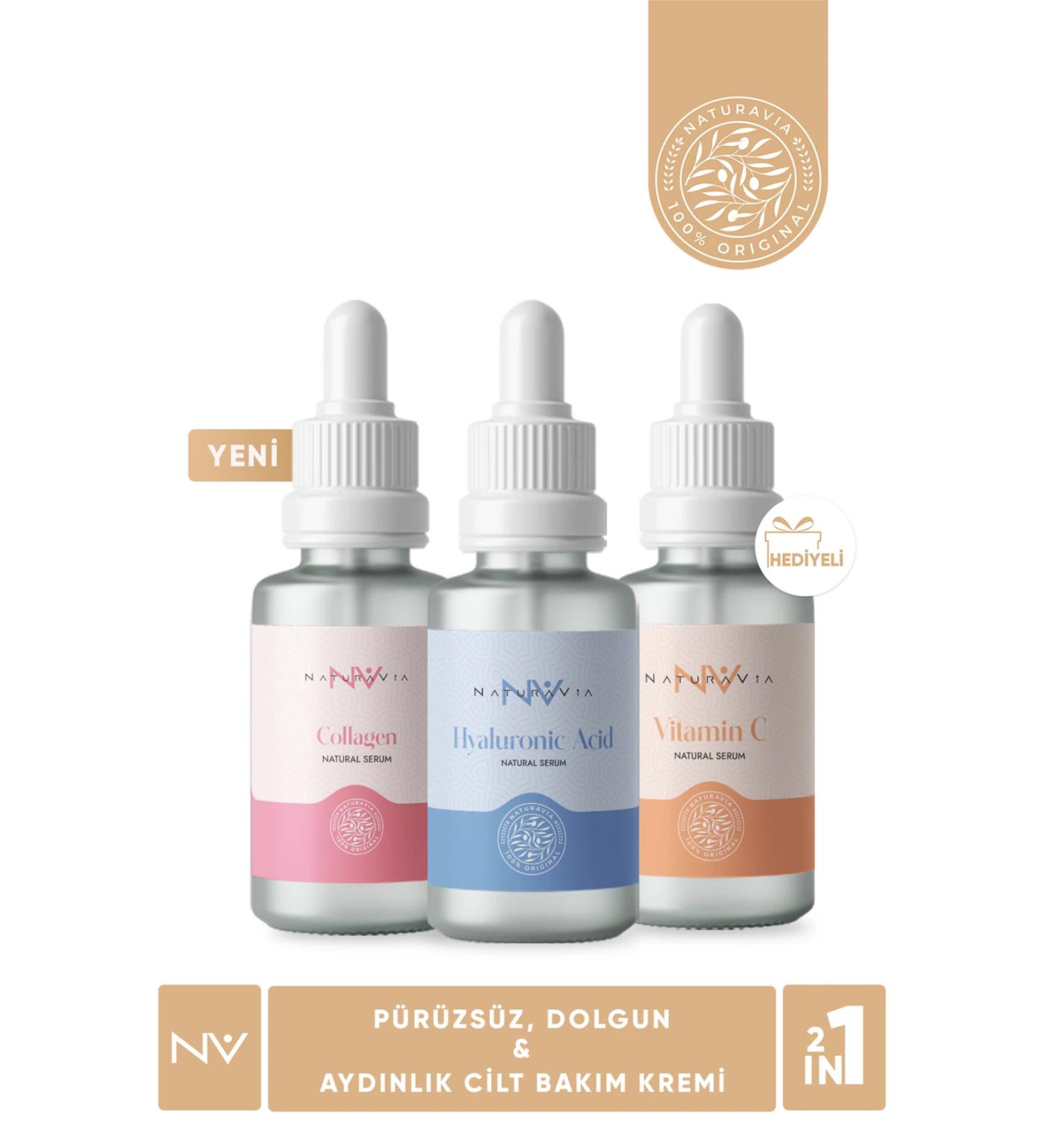 NATURAVIA COSMETICS Hyaluronic Acid Vitamin C and Collagen Serum Set