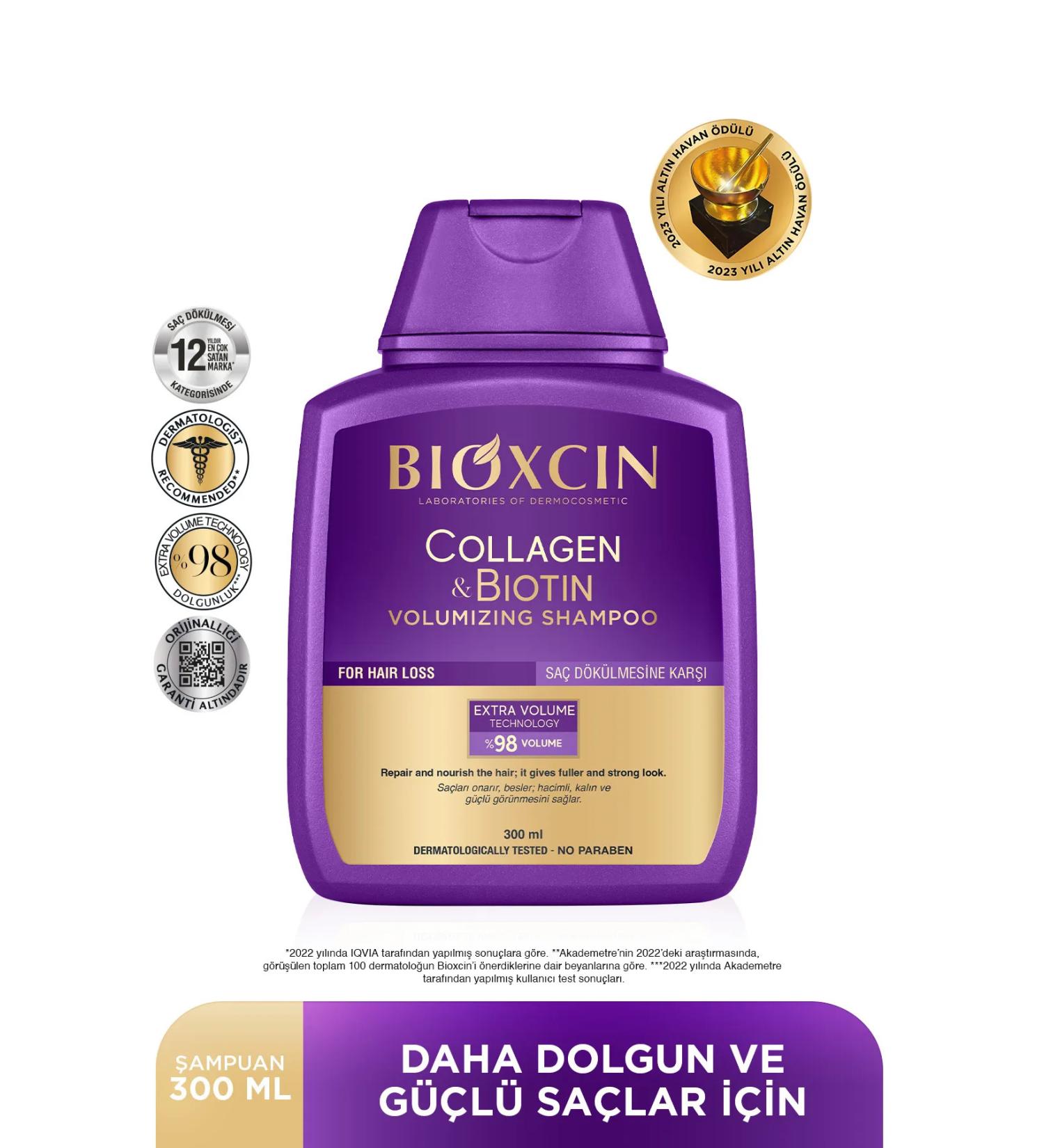 Bioxcin Collagen & Biotin Extra Volume Shampoo 300 Ml - Collagen Biotin Thin Sparse Hair 5-Piece - Buy Online on GoSupps.com
