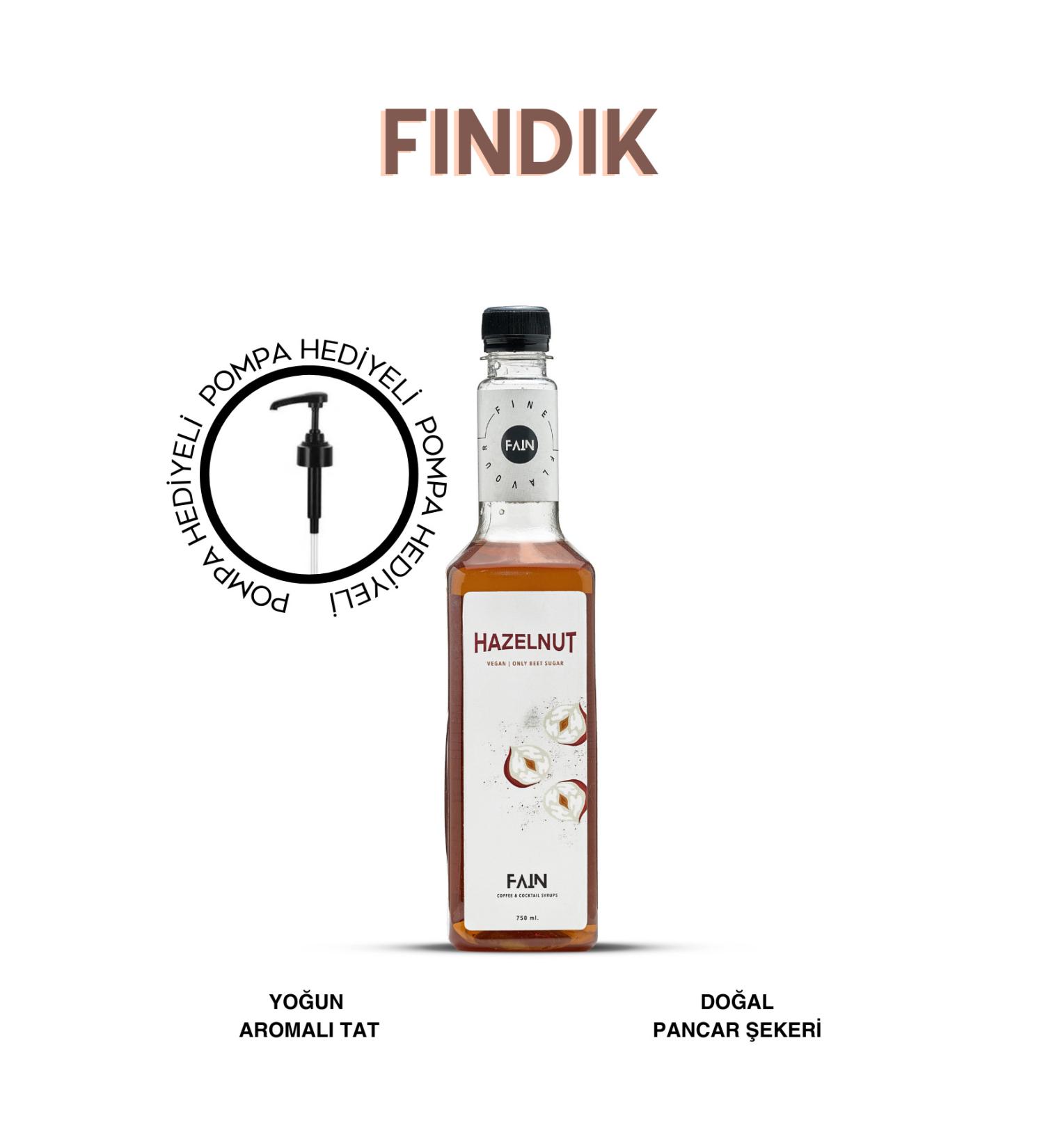 FAIN Hazelnut Syrup 750 Ml + Pump - Intense Aroma - Natural Beet Sugar