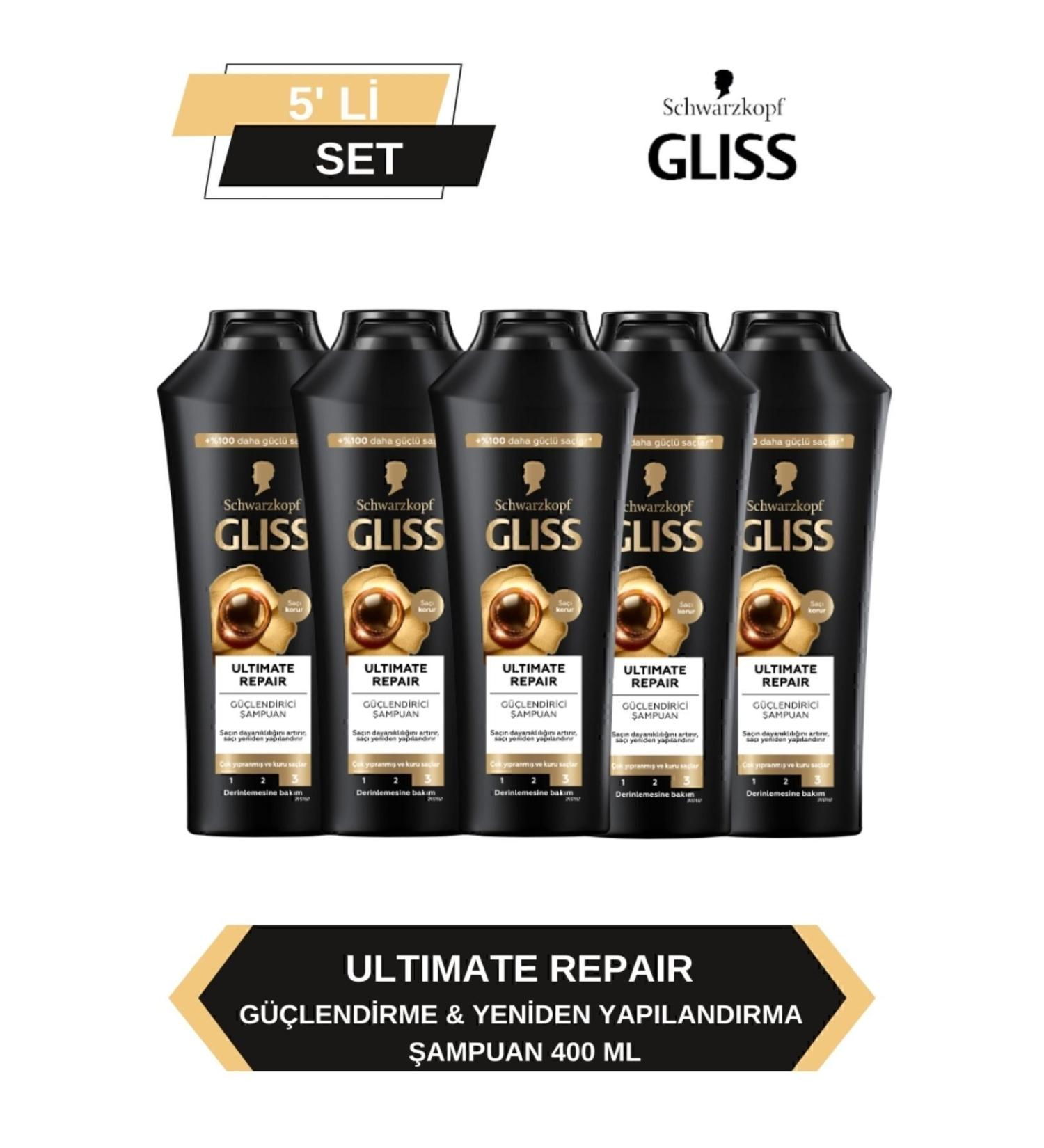 Gliss Ultimate Repair Shampoo 400ml x Set of 5 - Buy Online on GoSupps.com