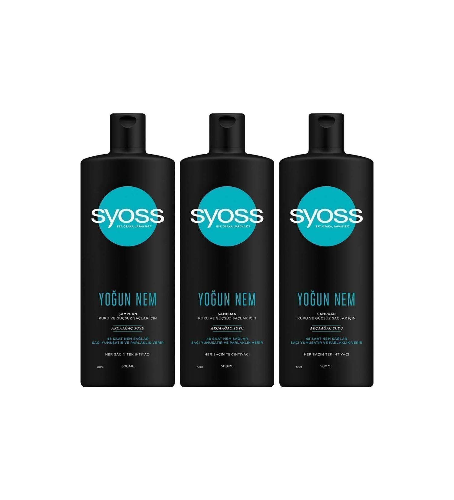 Syoss Intense Moisture Shampoo 500 ml - 3 Pieces - Volume and Moisture - Buy Online on GoSupps.com