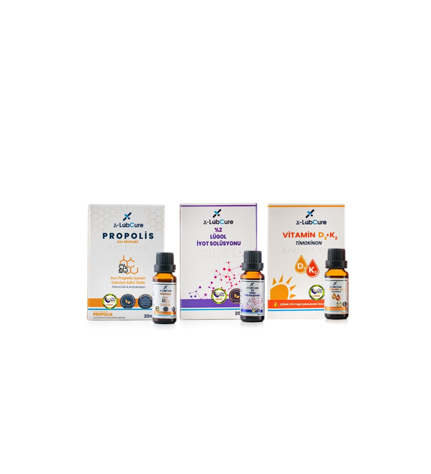 X-LabCure Propolis Drops Lugol Iodine Solution D3K2 Vitamin (Thymoquinone) GIMDES - Buy Online on GoSupps.com