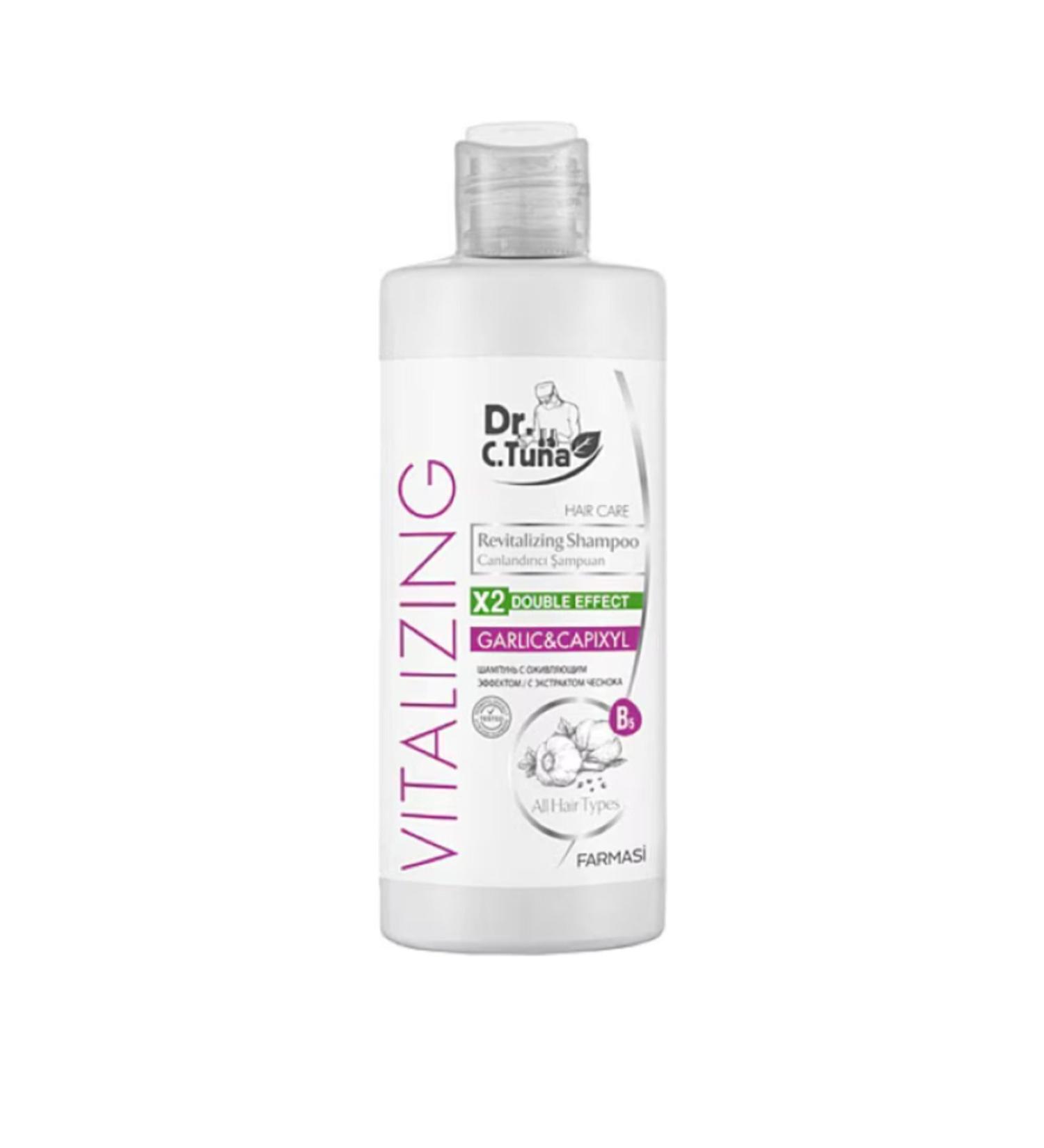 Farmasi 5 PIECES DR.C.TUNA vitalizing garlic&capixyl shampoo for hair prone to breakage and loss 225 ml.