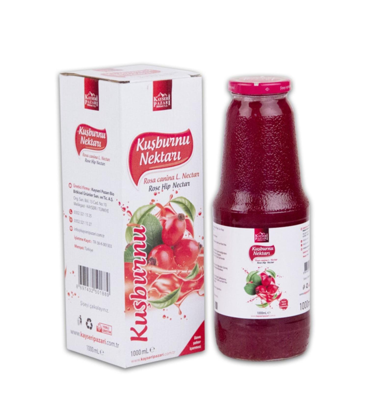 Kayseri Pazari Rosehip Nectar 1000 ml Glass Bottle