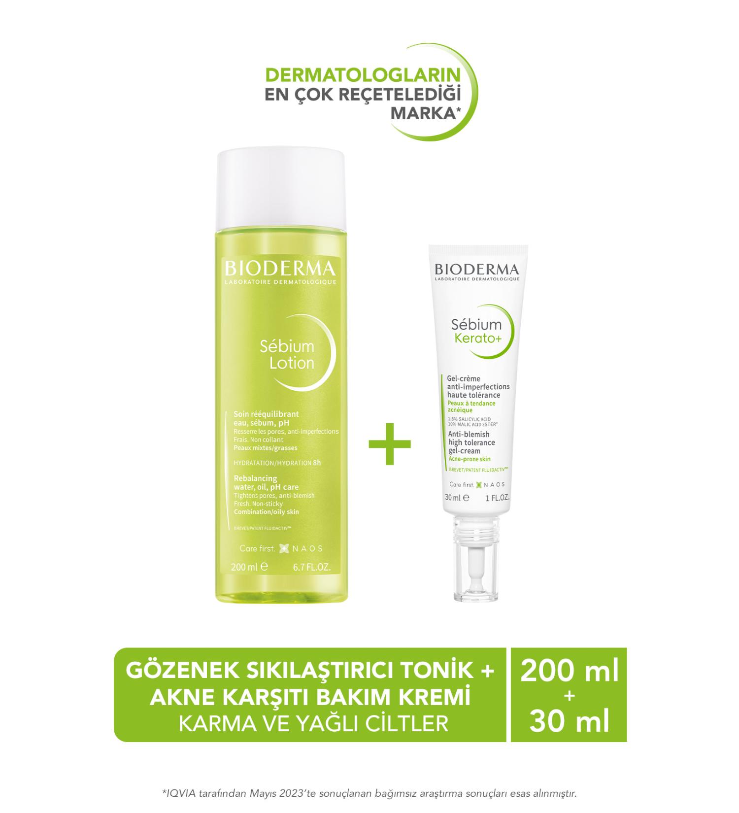 Bioderma Sebium Pore Tightening Tonic for Mixed and Oily Skin 200 ml & Care Cream 30 ml