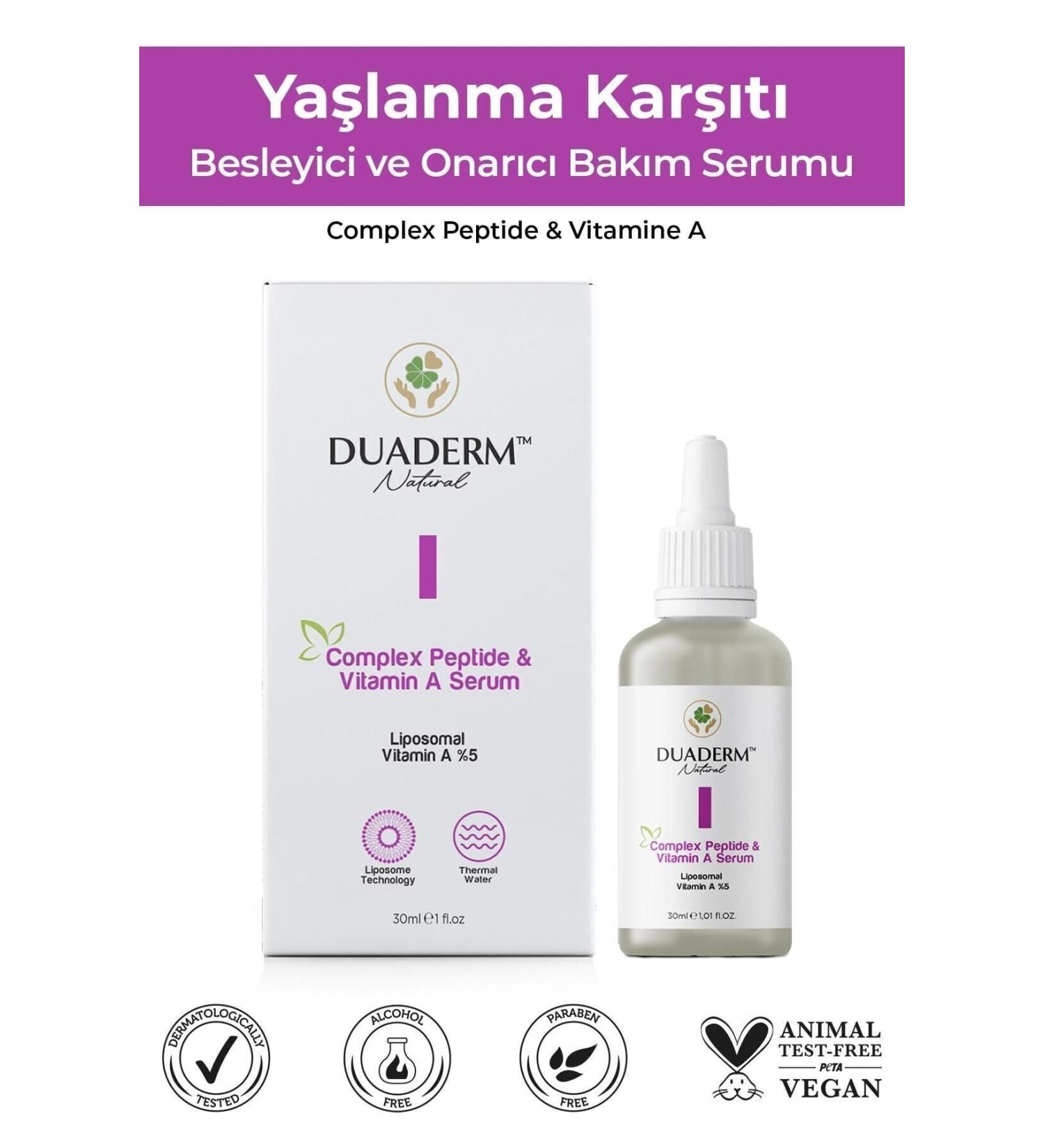 Duaderm Anti-Wrinkle Tone Equalizing Complex Peptide & Vitamin A Serum (LIPOSOMAL VIT A 5%) 30ml - Buy Online on GoSupps.com