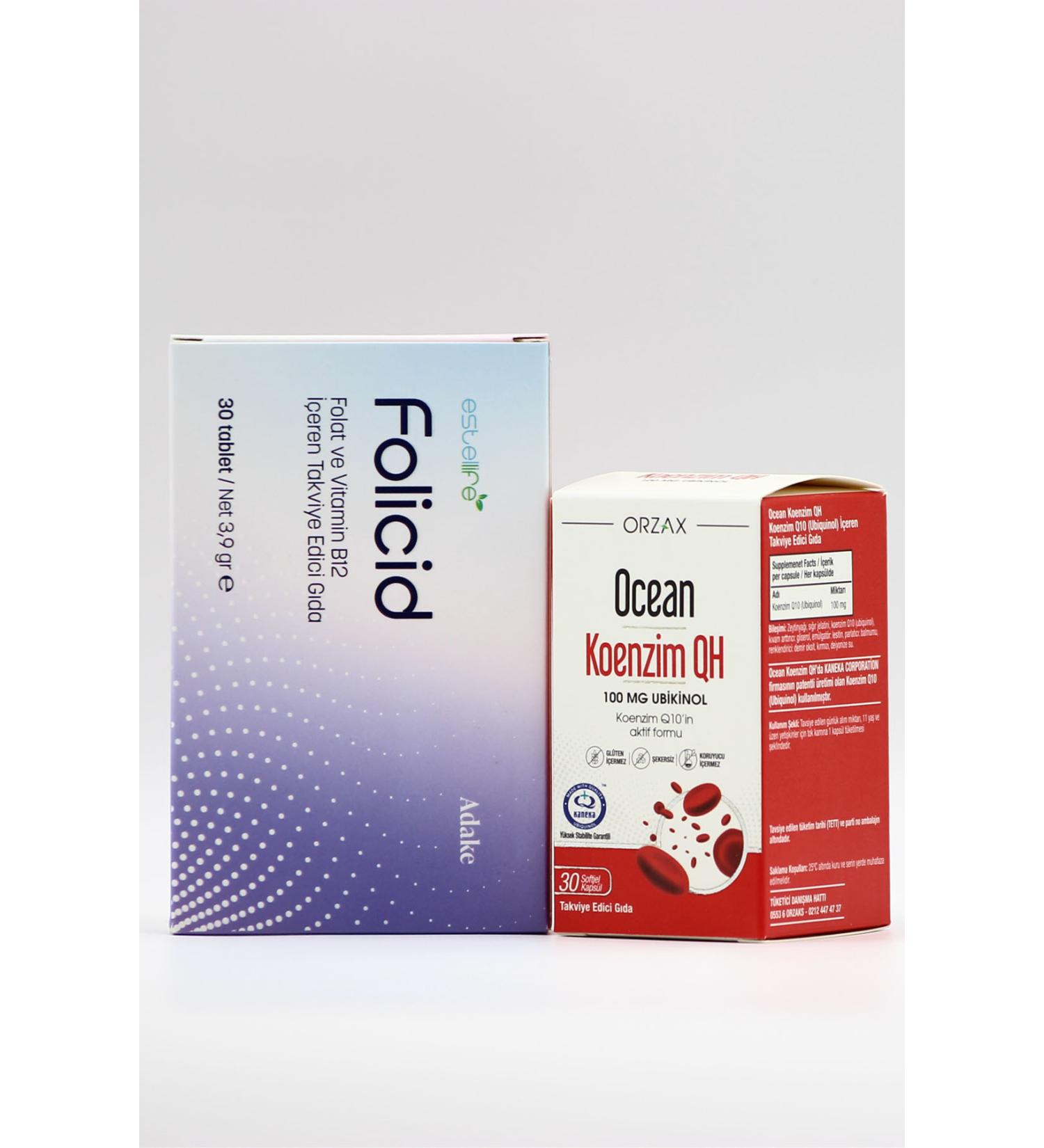 estellife Folate and Vitamin B12 30 Tablets Ocean Coenzyme QH 30 Capsules