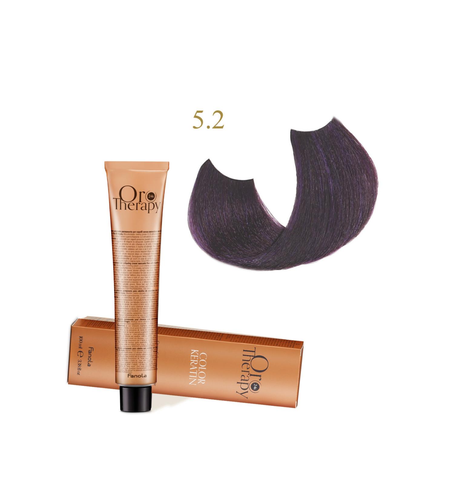 Fanola Oro Therapy 24k Color Keratin With Gold & Argan Oil 100ml (ammonia Free) 5.2