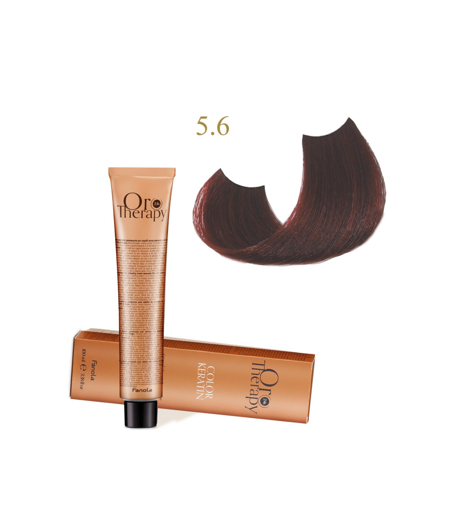 Fanola Oro Therapy 24k Color Keratin With Gold & Argan Oil 100ml (ammonia Free) 5.6