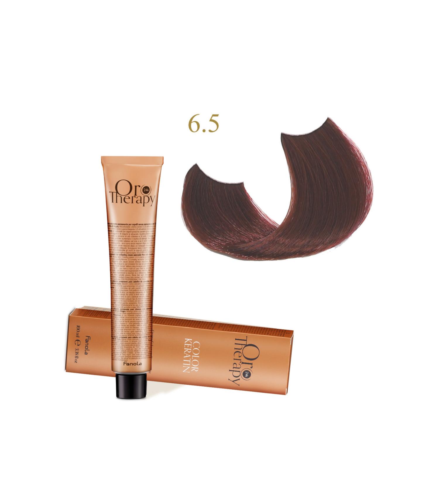 Fanola Oro Therapy 24k Color Keratin With Gold & Argan Oil 100ml (ammonia Free) 6.5 Dark Blonde Mahogany