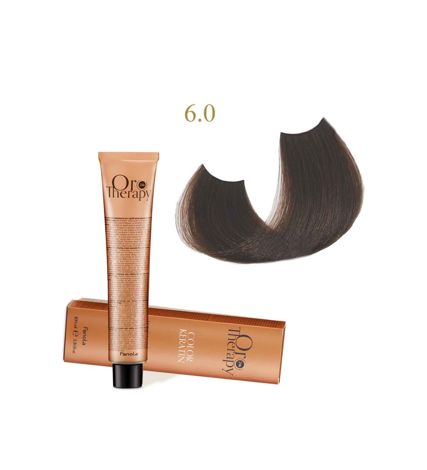 Fanola Oro Therapy 24k Color Keratin With Gold & Argan Oil 100ml (ammonia Free) 6.0 Dark Blonde