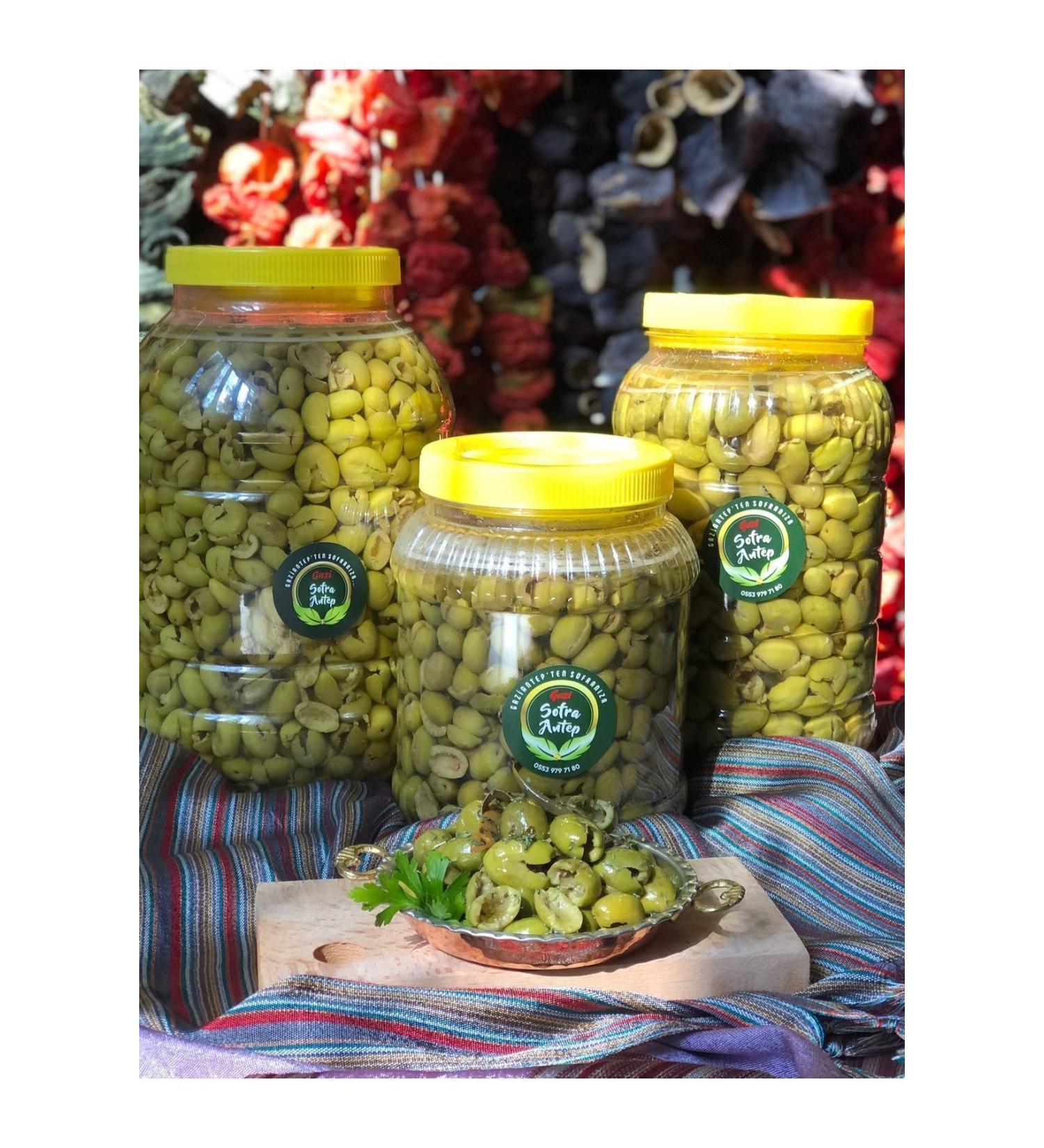 gazisofraantep Antep Green Olives (SWEETENED) Stone Crushed Pitted 5 Pet