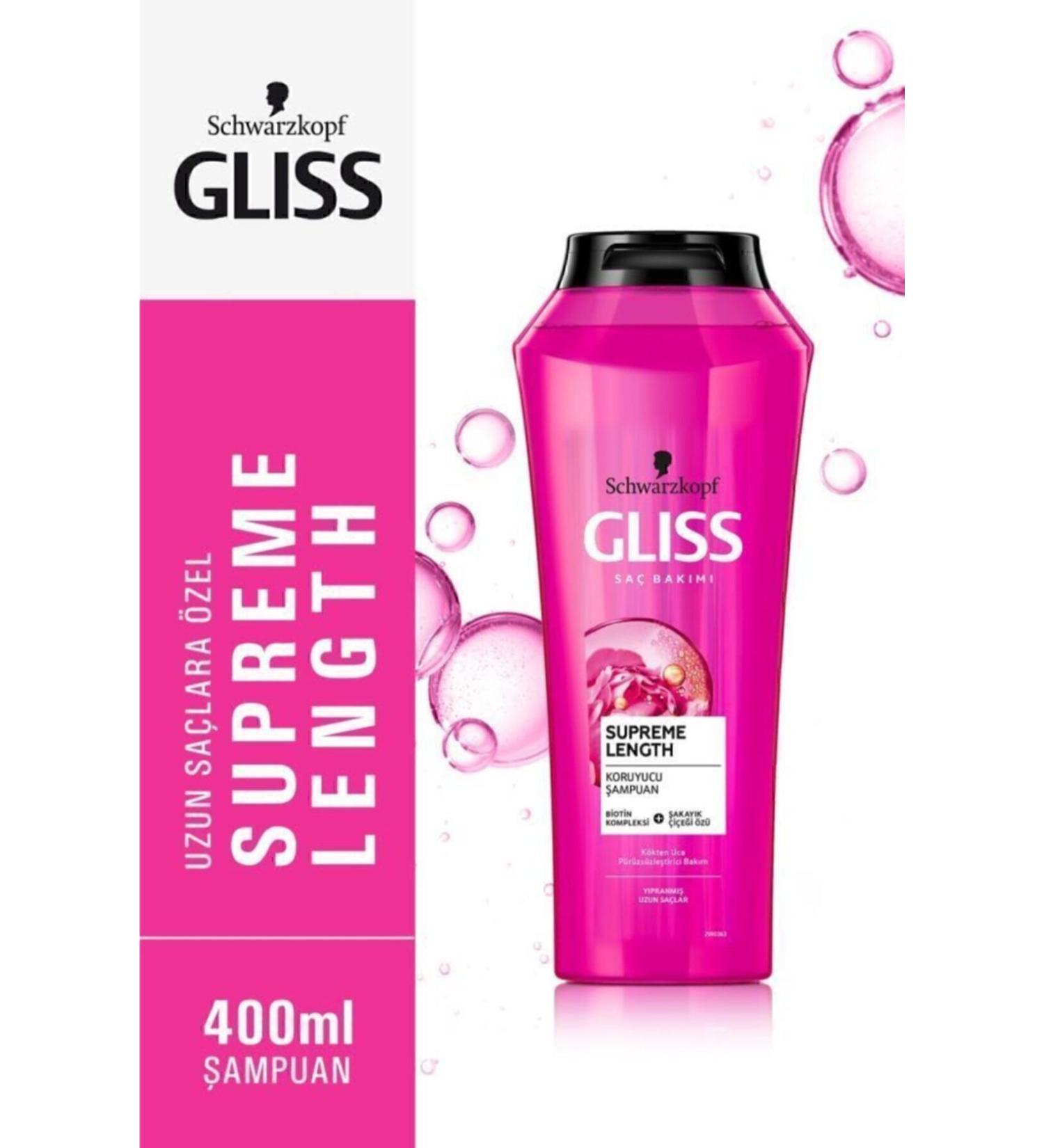 Gliss Supreme Length Protective Shampoo - With Biotin Complex and Peony Flower Extract 400 ml - Buy Online on GoSupps.com