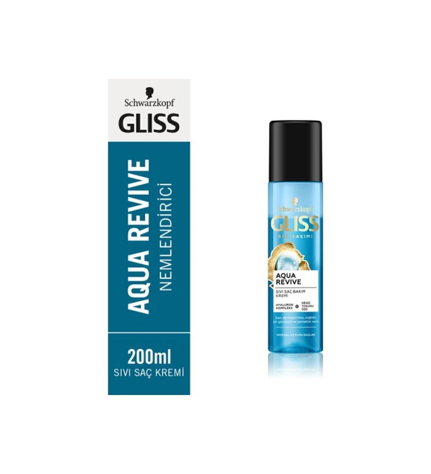 Gliss Aqua Revive Liquid Hair Care Cream 200 ml Moisturizing care for normal and dry hair - Buy Online on GoSupps.com