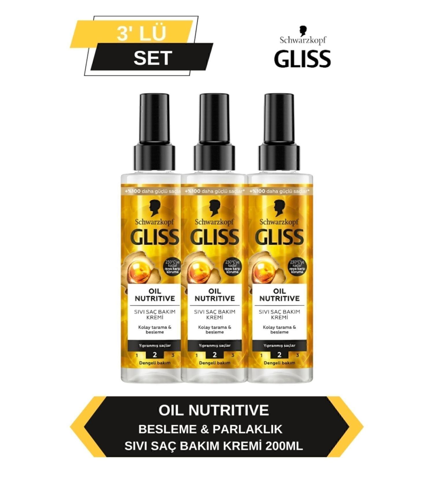 Gliss Oil Nutritive Liquid Hair Conditioner 200ml x Set of 3 - Buy Online on GoSupps.com