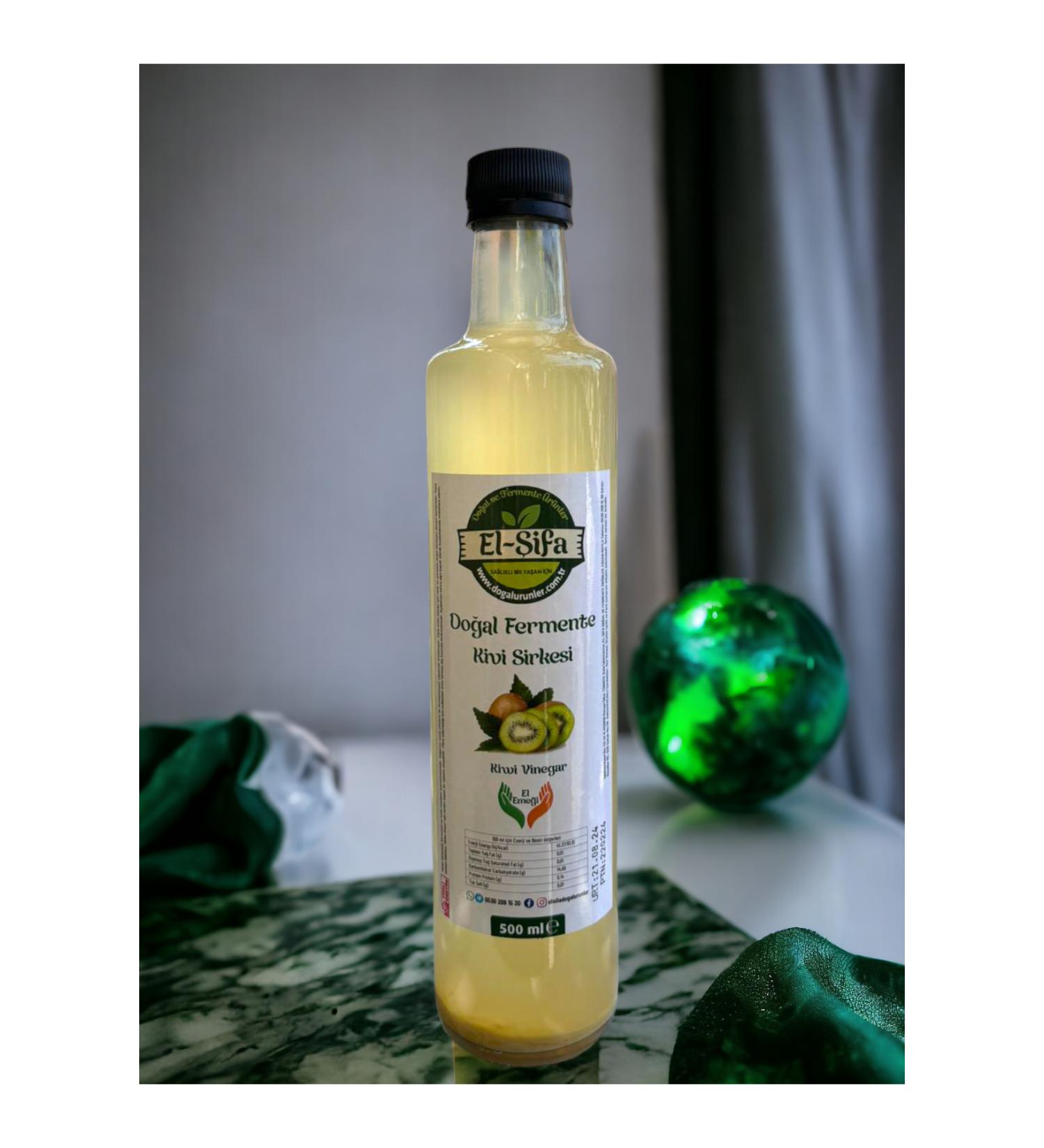 El ifa Natural Products 100% Natural Fermented Kiwi Vinegar / Kiwi Vinegar 500ml Glass Bottle