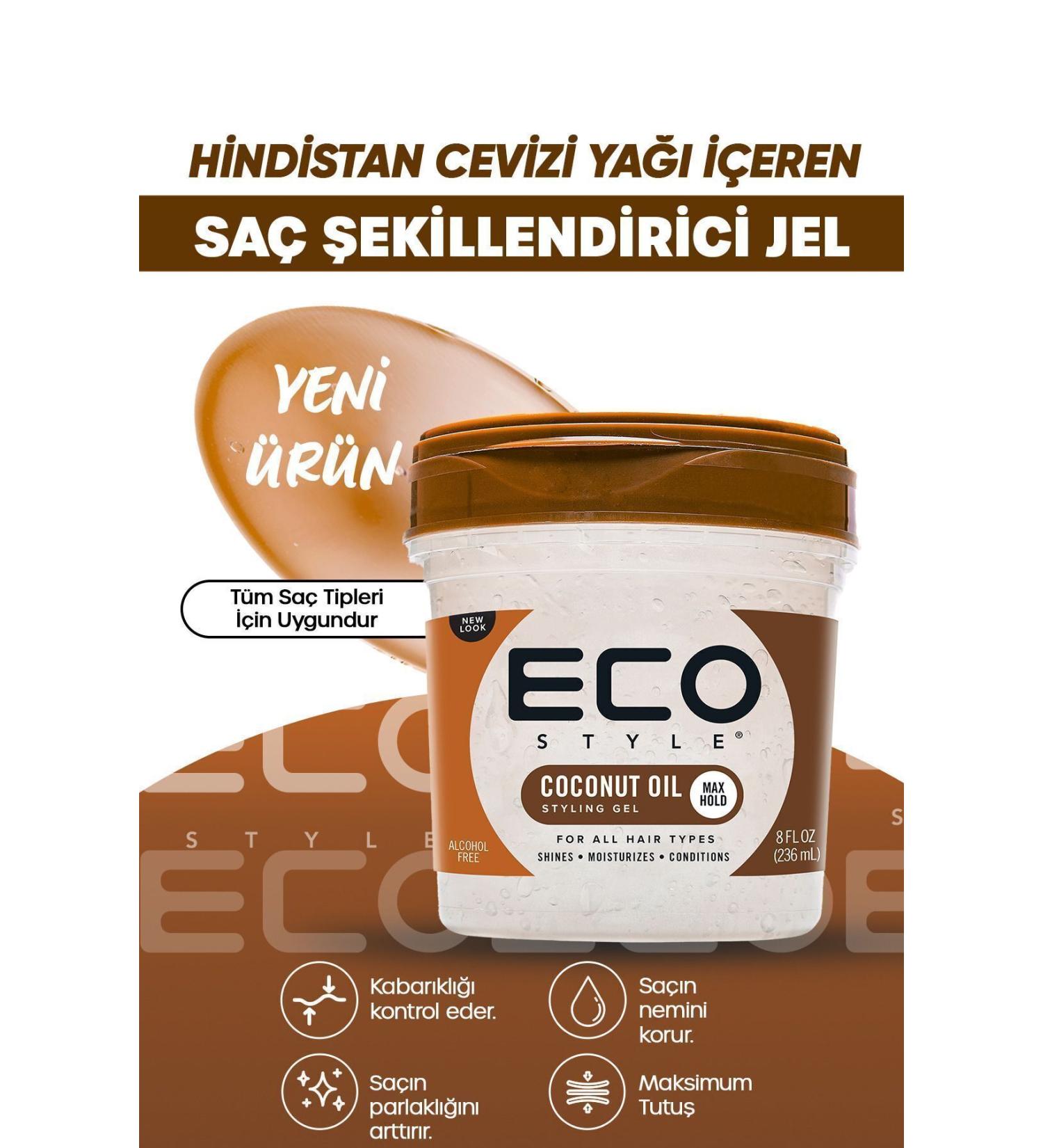 ECO Style Coconut Oil Styling Gel Max Hold 236ml - Buy Online on GoSupps.com