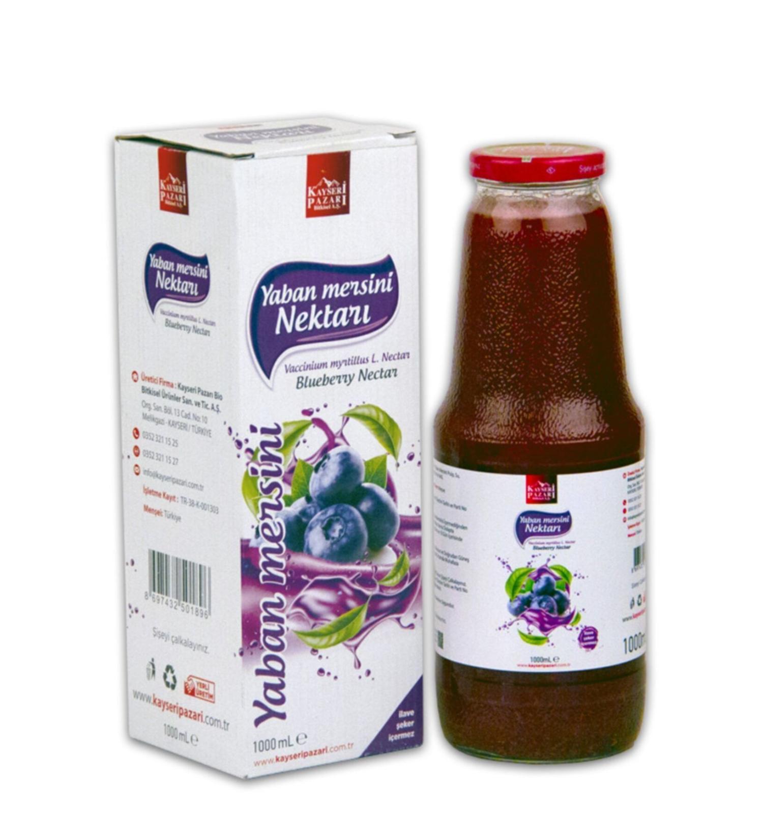 Kayseri Pazari Blueberry Nectar 1000 ml Glass Bottle
