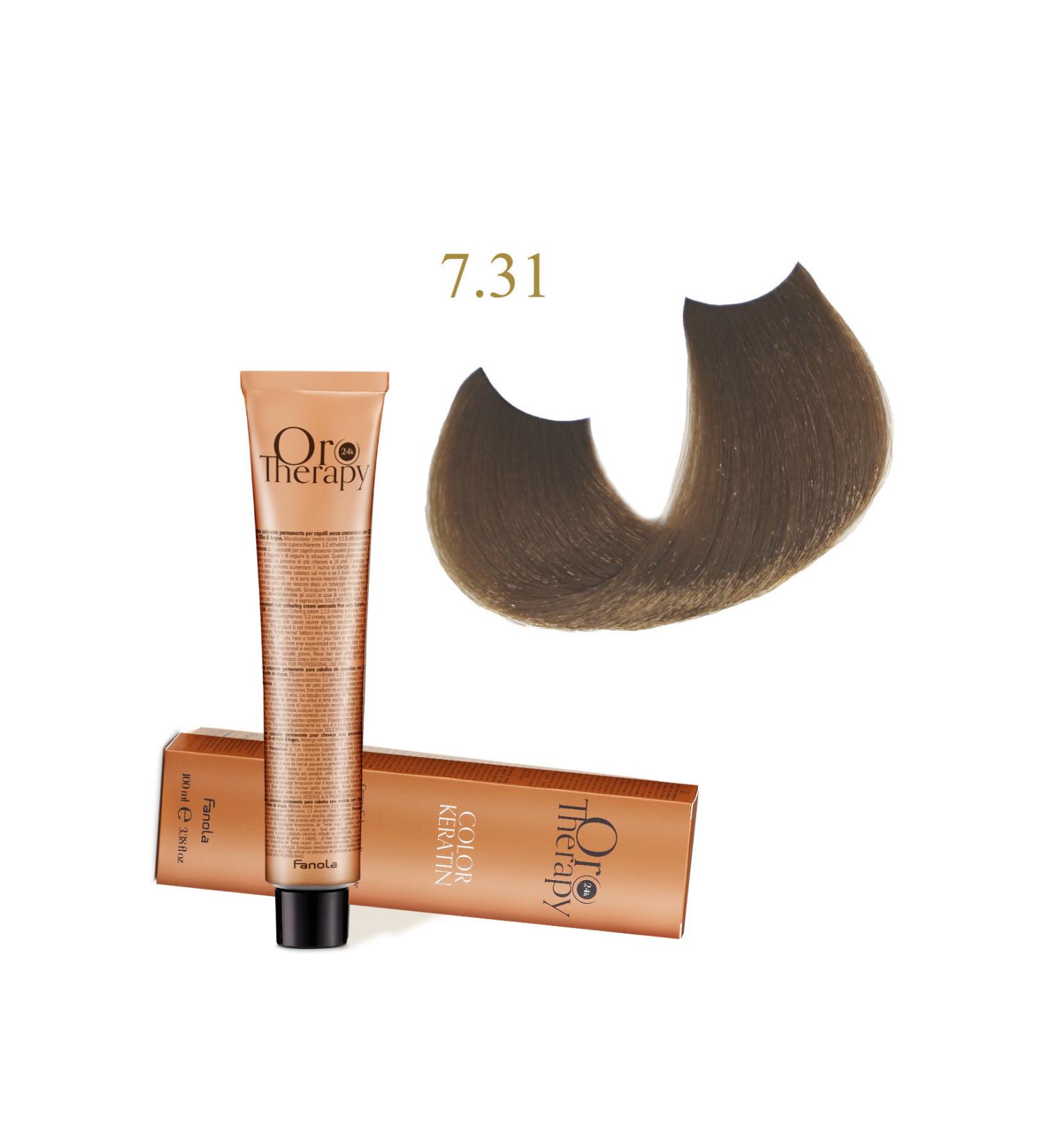 Fanola Oro Therapy 24k Color Keratin With Gold & Argan Oil 100ml (ammonia Free) 7.31 Blonde Sandy