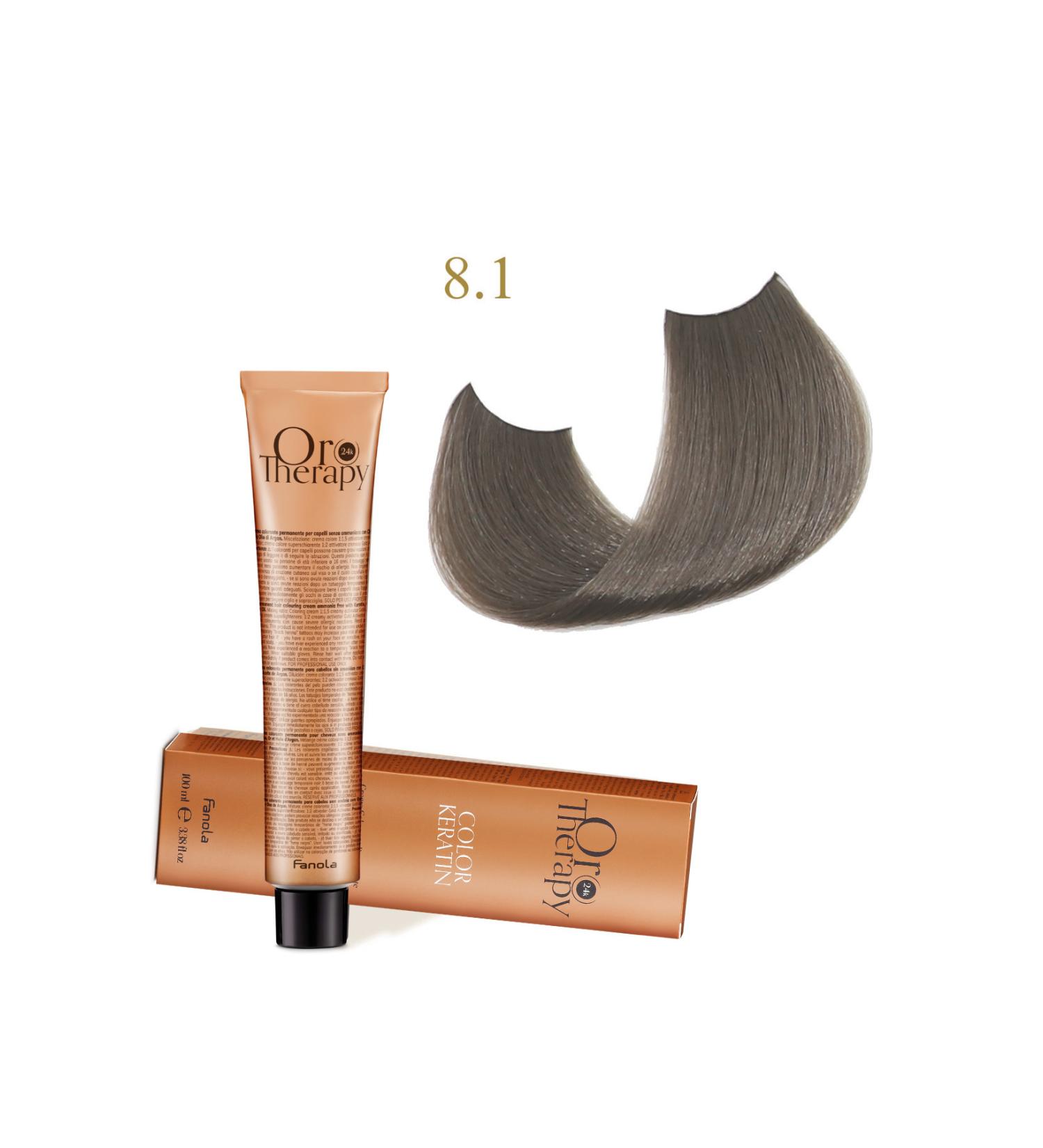 Fanola Oro Therapy 24k Color Keratin With Gold & Argan Oil 100ml (ammonia Free) 8.1 Light Blonde Ash